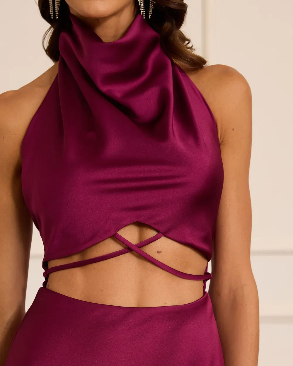 Pencere Detaylı Saten Abiye