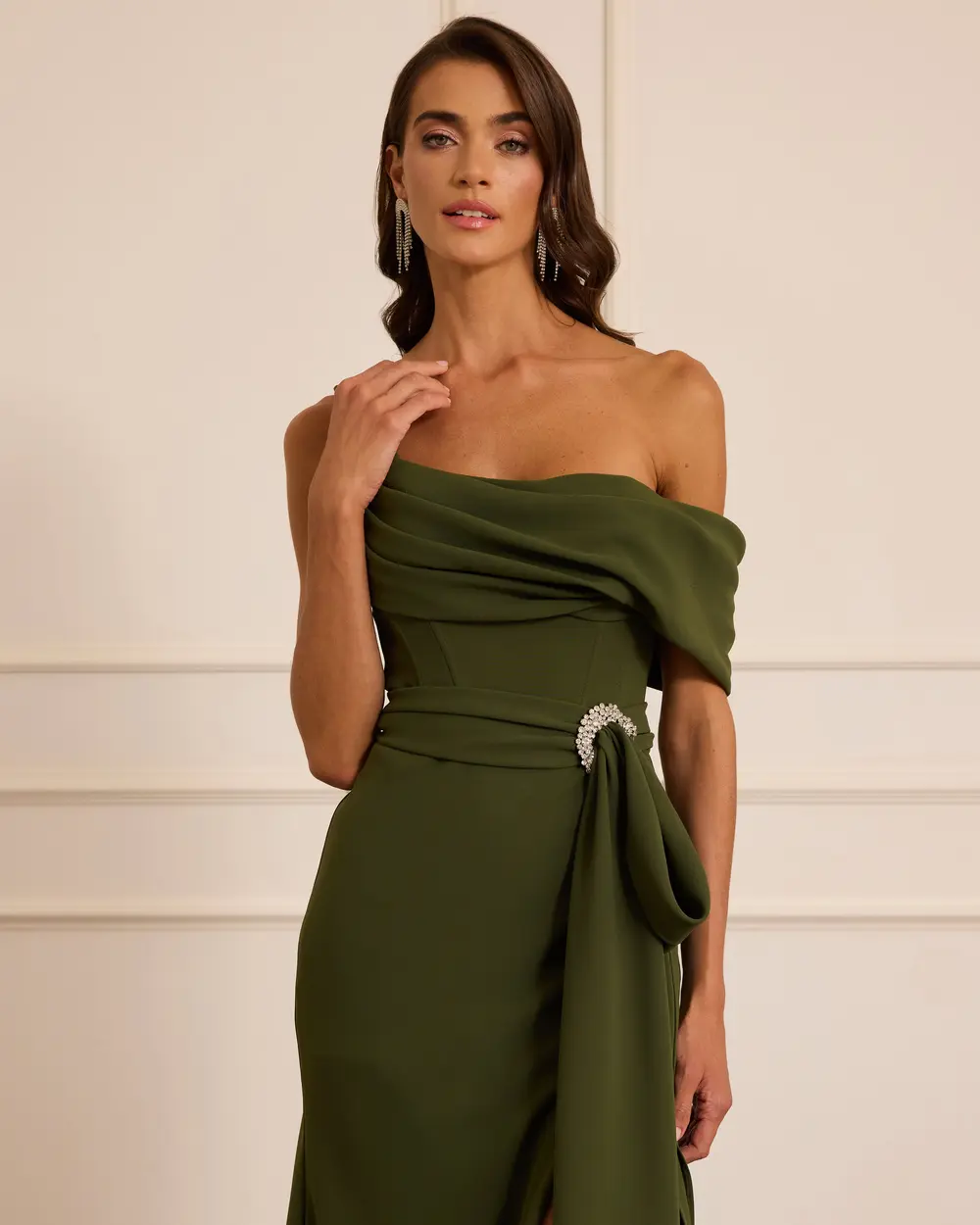 One Shoulder Dress with Waist Detail