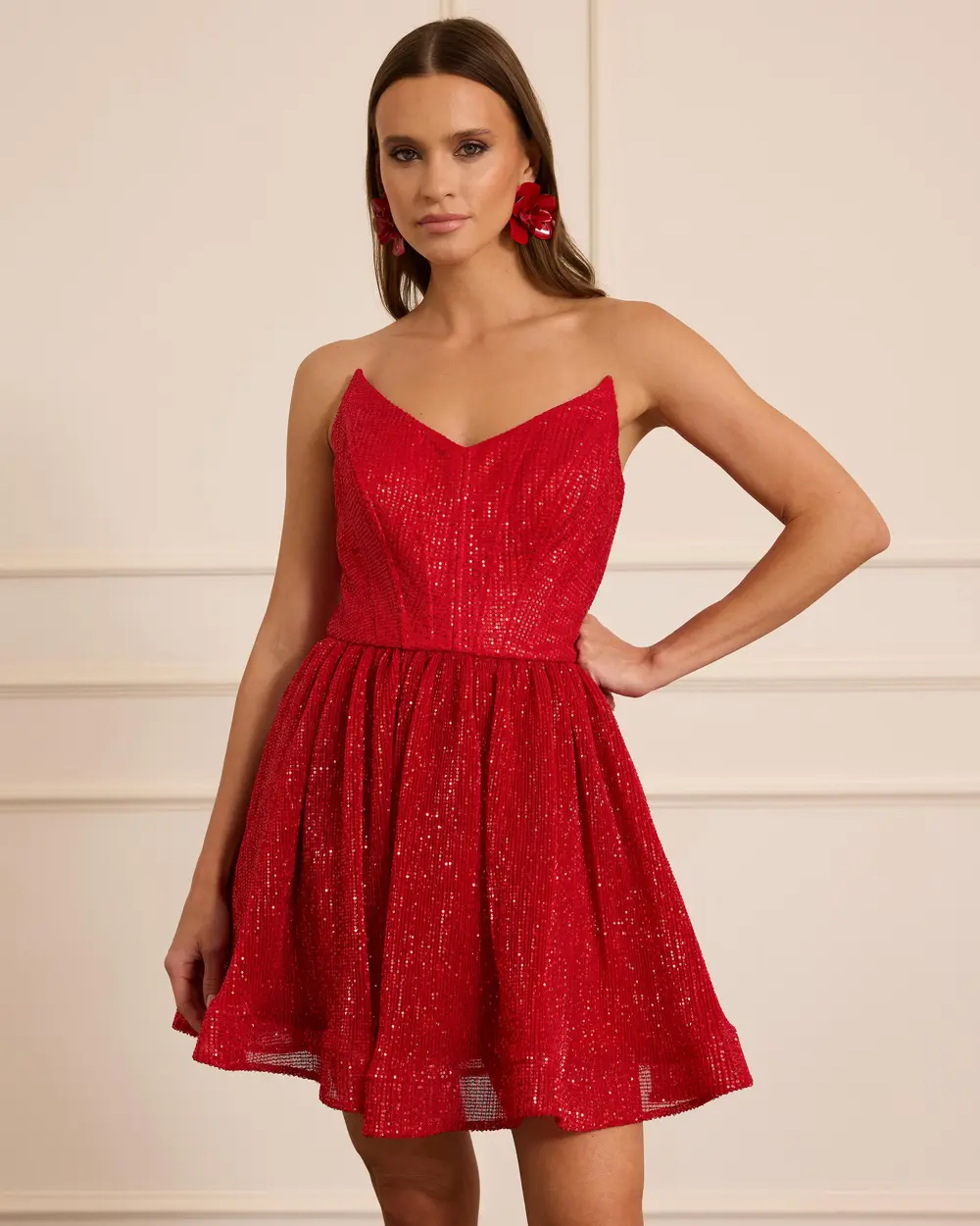 Straplez Mini Payet Abiye