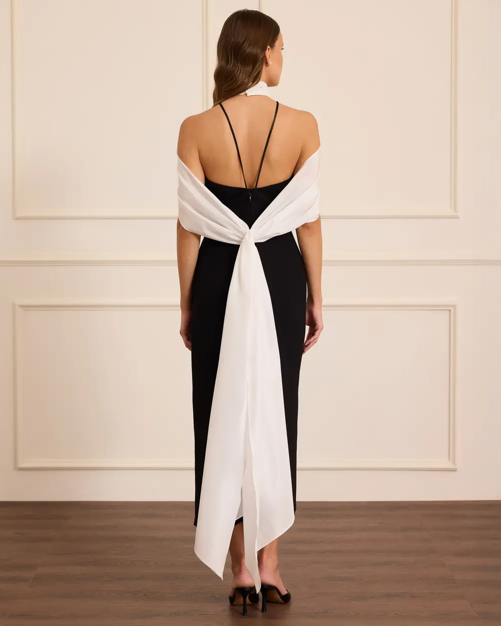 Crepe Evening Dress with Removable Accessories