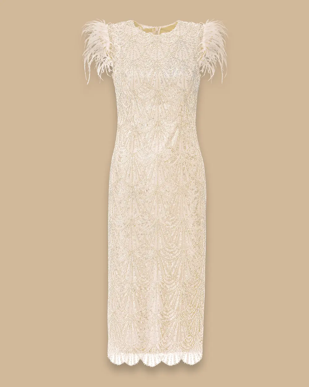 Tüy Detaylı Boncuk İşlemeli Abiye