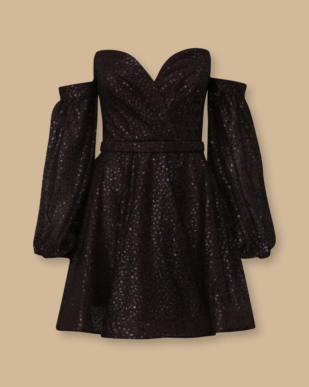 Çıkarılabilir Kollu Boncuklu Mini Abiye