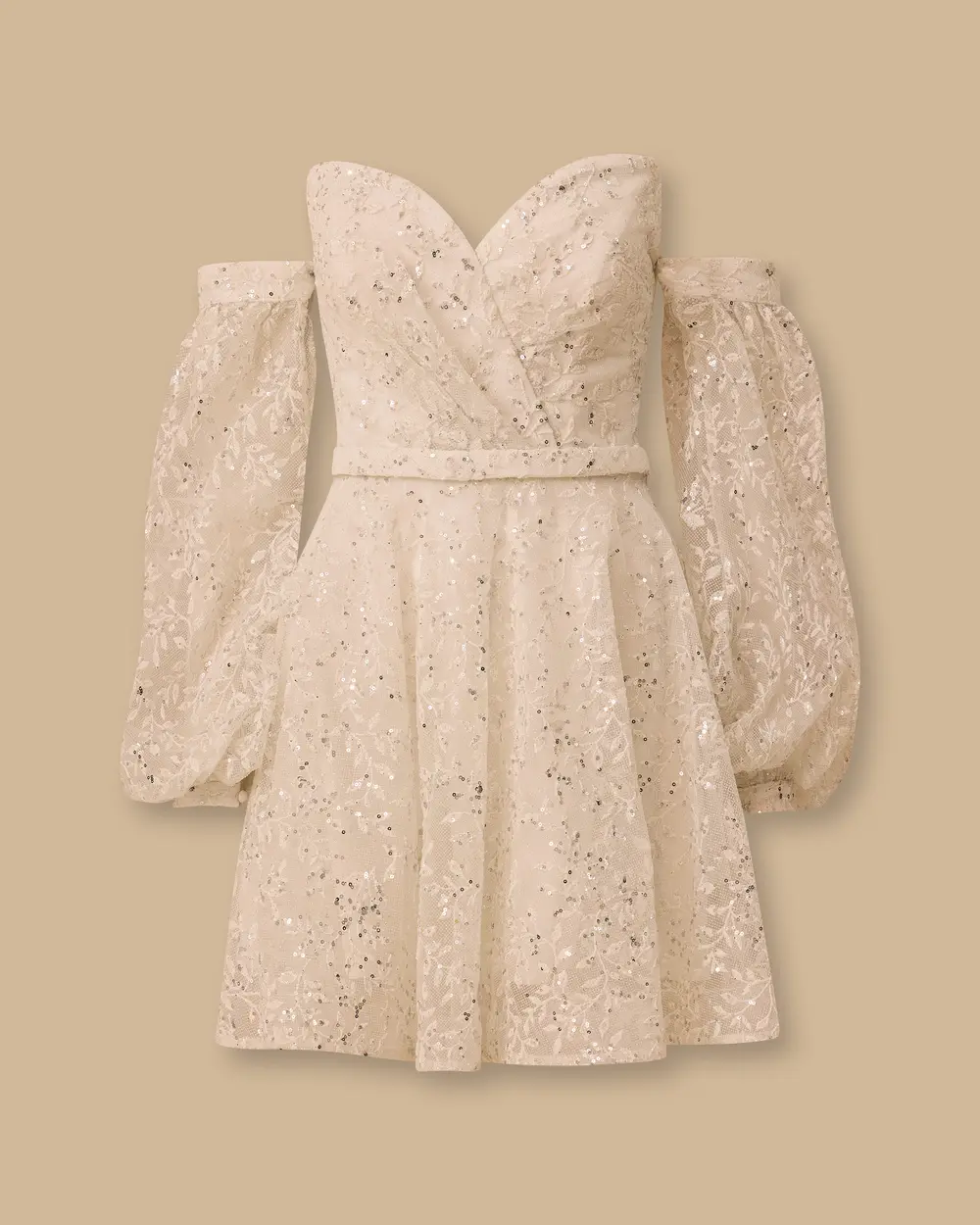 Çıkarılabilir Kollu Boncuklu Mini Abiye