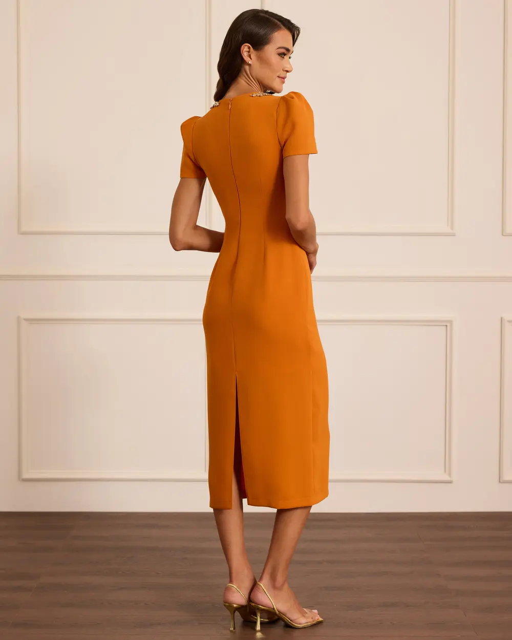 Taşlı Midi Krep Abiye