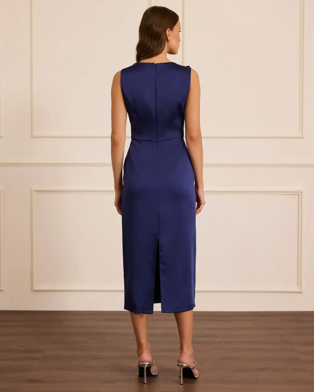 Taş Detaylı Midi Saten Abiye