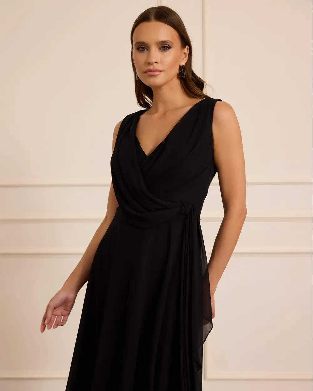 Şifon Kolsuz Midi Abiye