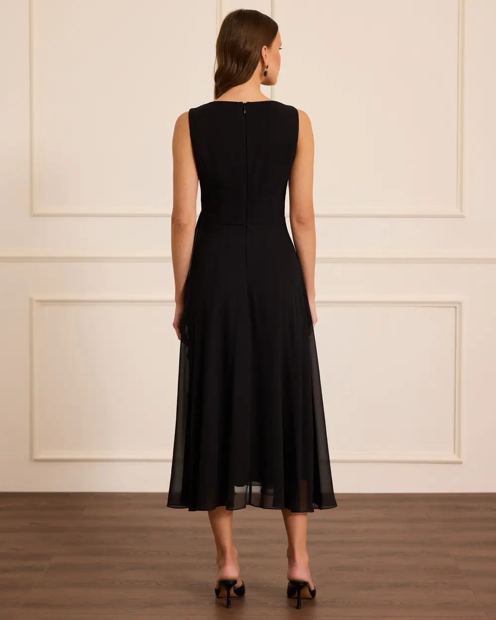 Şifon Kolsuz Midi Abiye