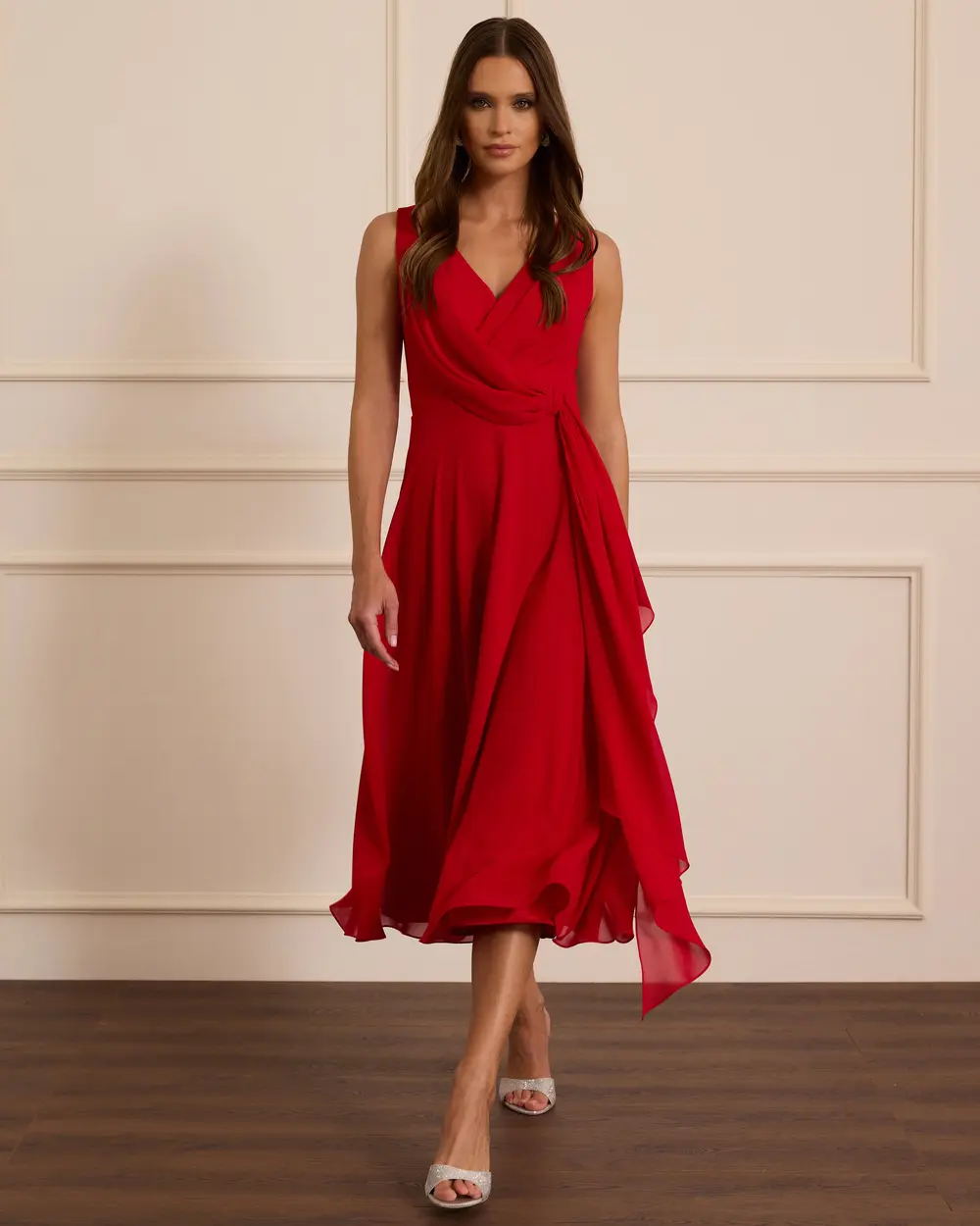 Şifon Kolsuz Midi Abiye