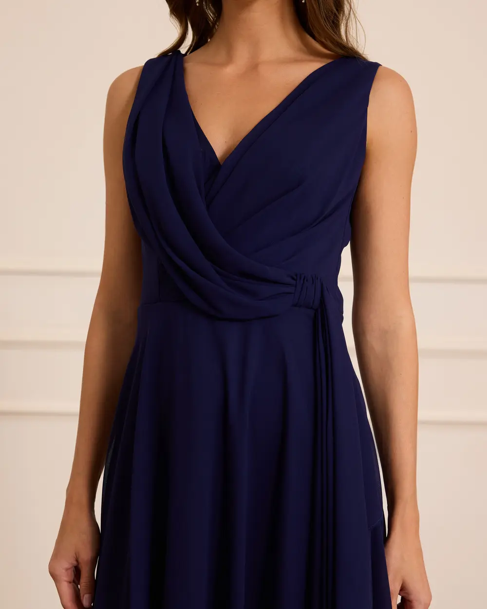 Chiffon Sleeveless Midi Evening Dress