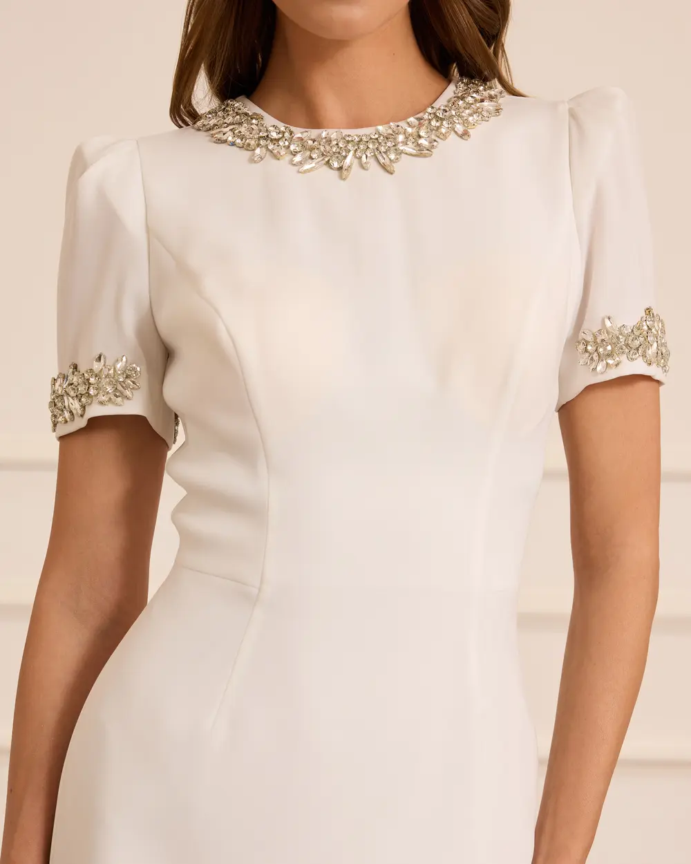 Taş Detaylı Kısa Kollu Midi Abiye