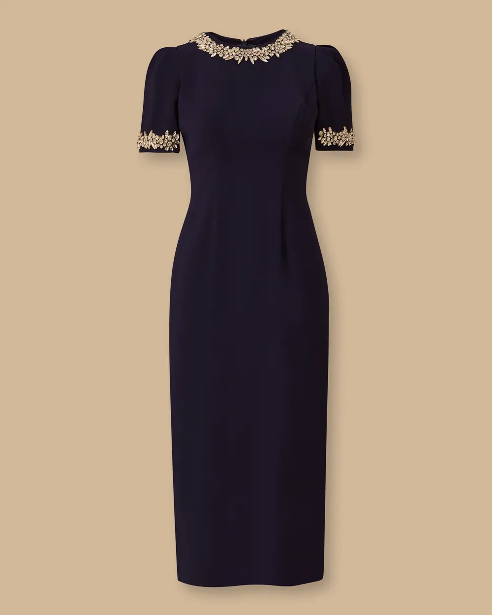 Taş Detaylı Kısa Kollu Midi Abiye