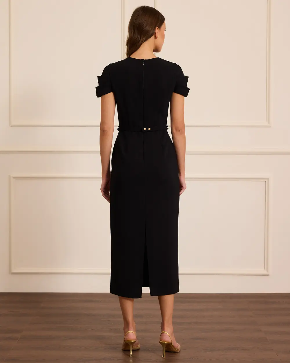 Kemerli Kısa Kollu Midi Abiye