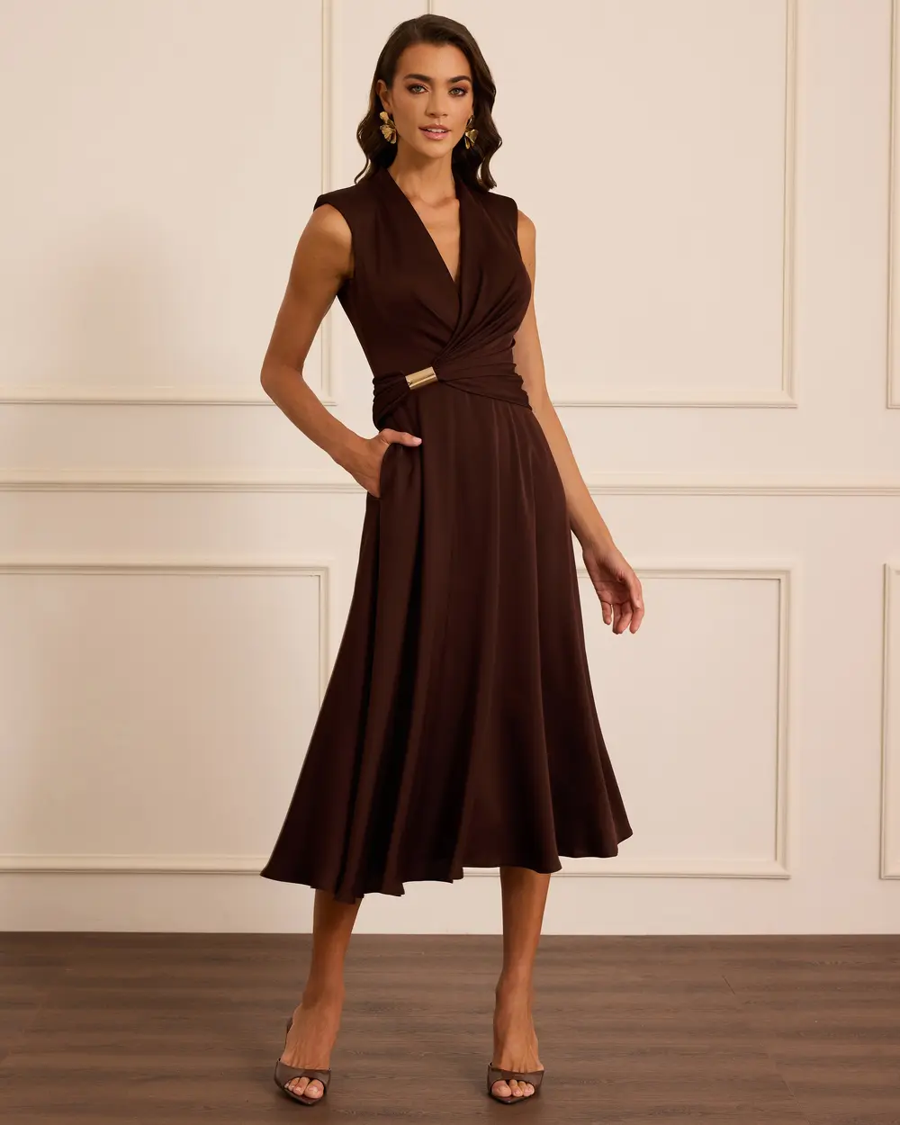 Drapeli Cepli Saten Elbise