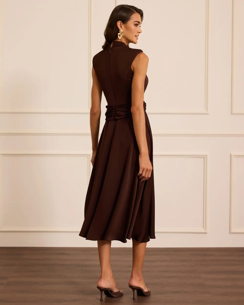 Drapeli Cepli Saten Elbise