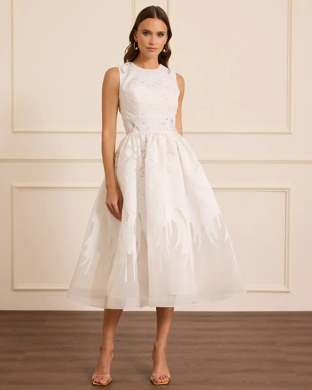 Çıkarılabilir Fular Detaylı Midi Kloş Abiye