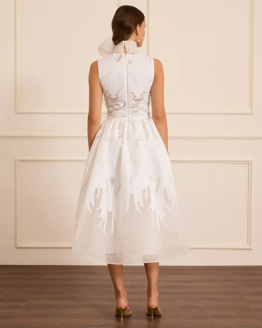 Çıkarılabilir Fular Detaylı Midi Kloş Abiye