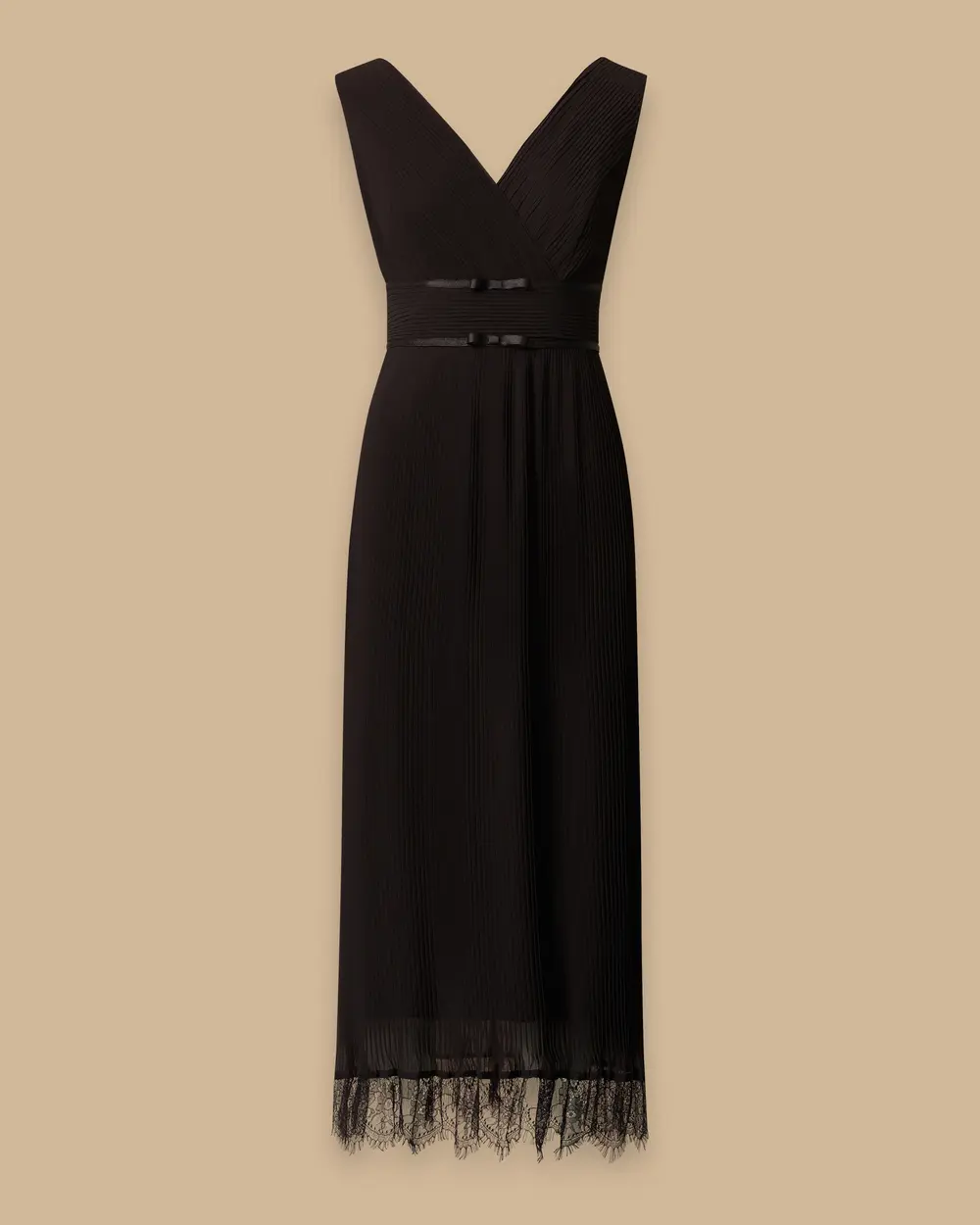 Elegant Dress with Pleated Lace Details