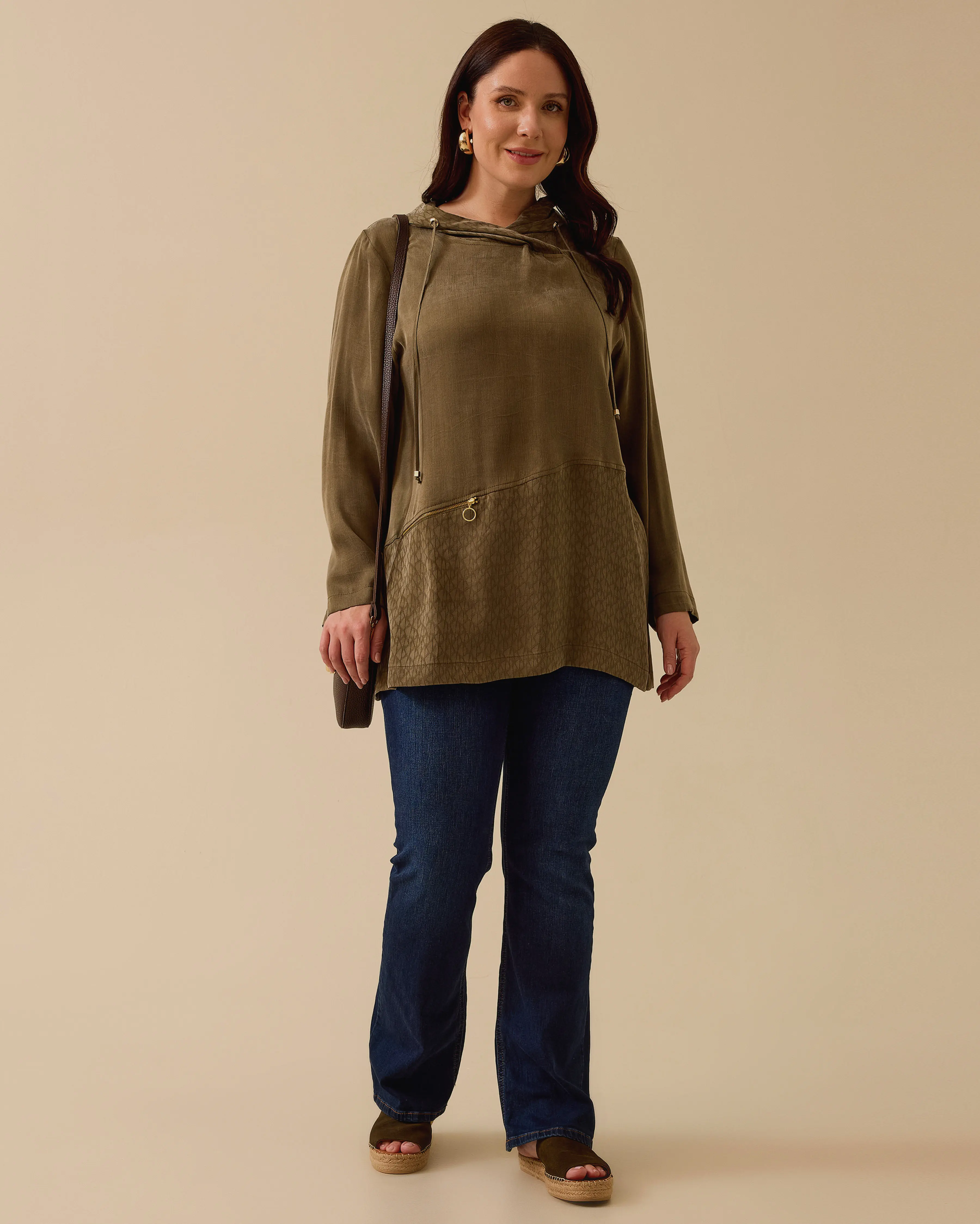 Plus Size Zipper Detailed Hooded Tunic SecilStore