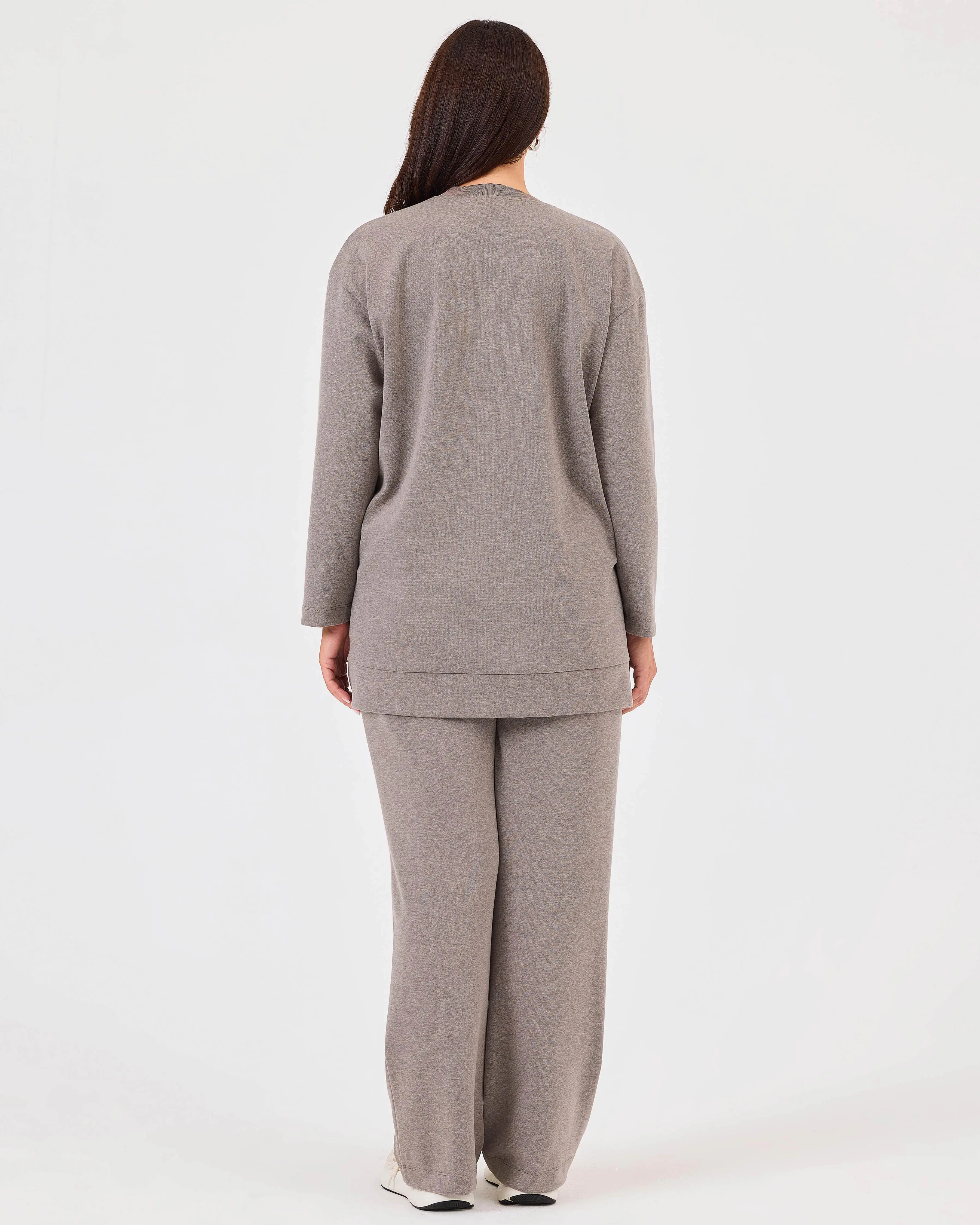 Plus Size Embroidered Sweatshirt with Slit Detail