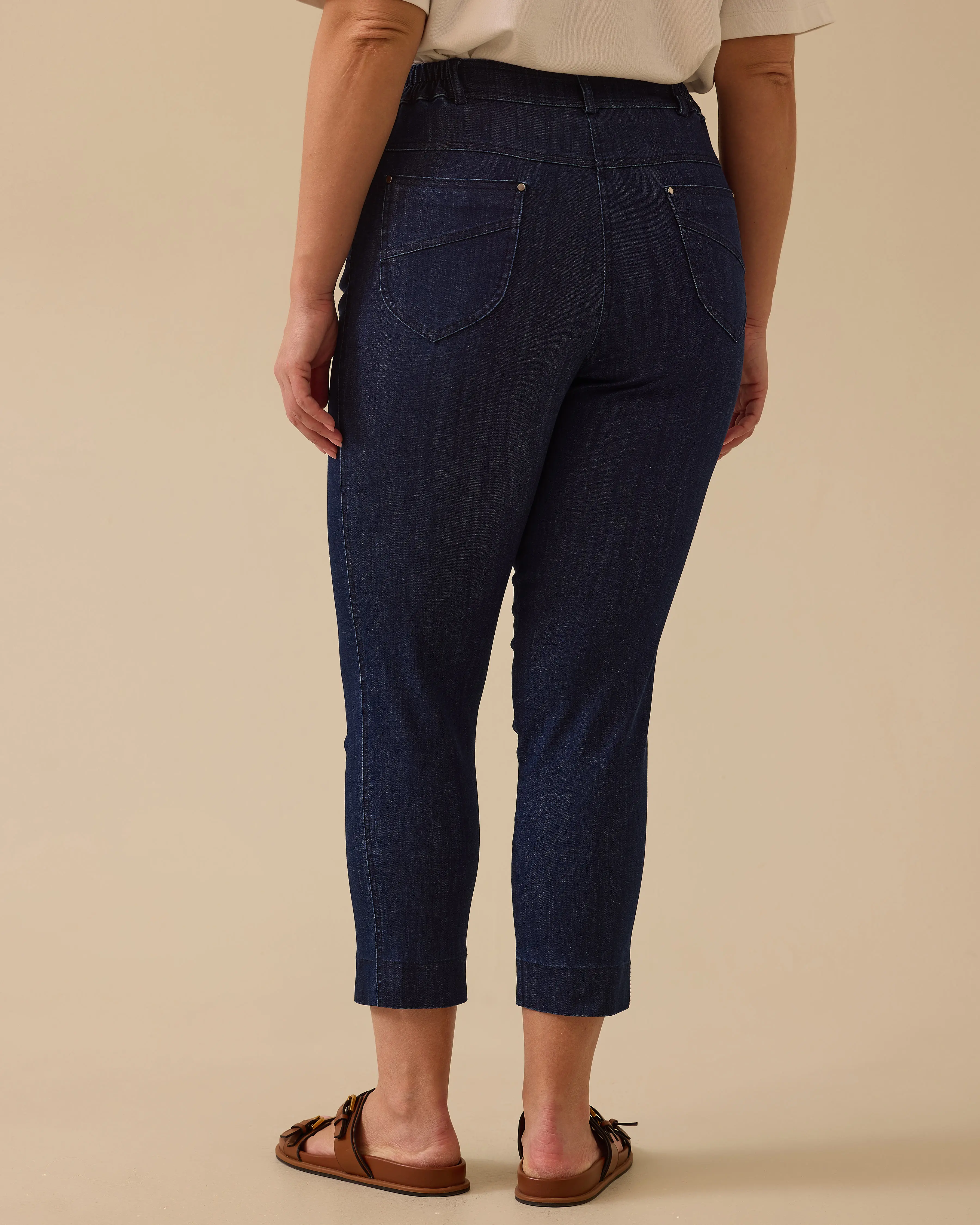 Plus Size Ankle Length Jean Pants with Pockets