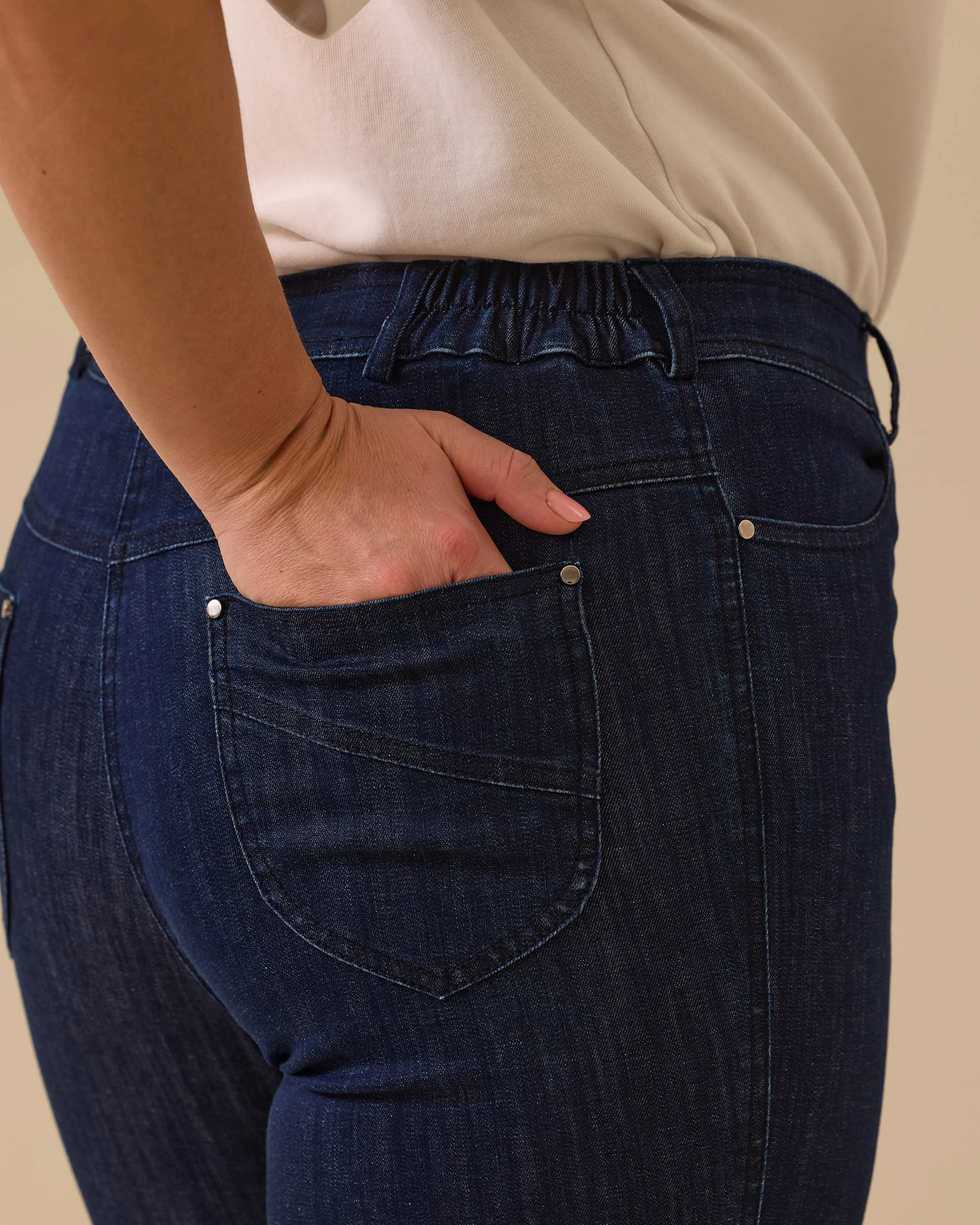 Plus Size Ankle Length Jean Pants with Pockets