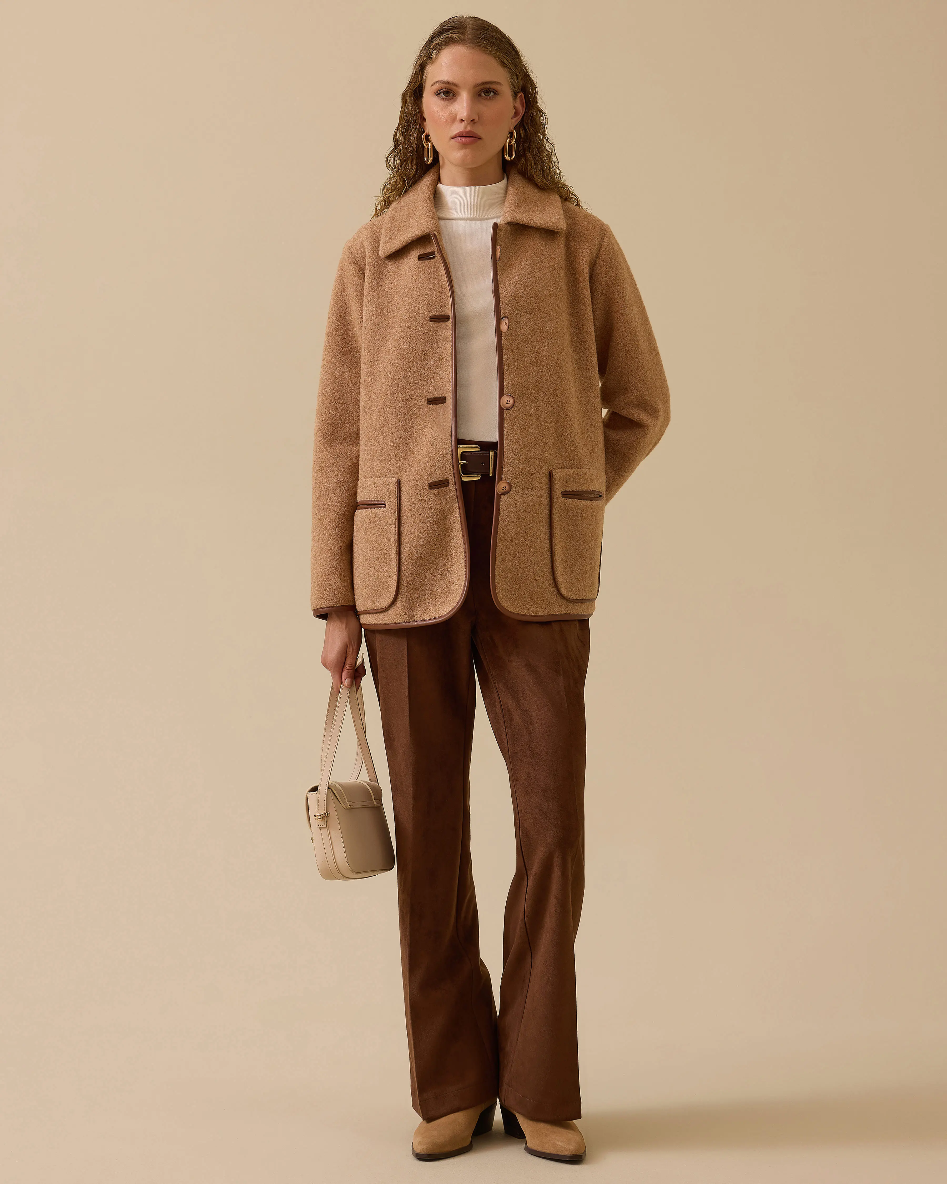 Buttoned Jacket with Piping Detail