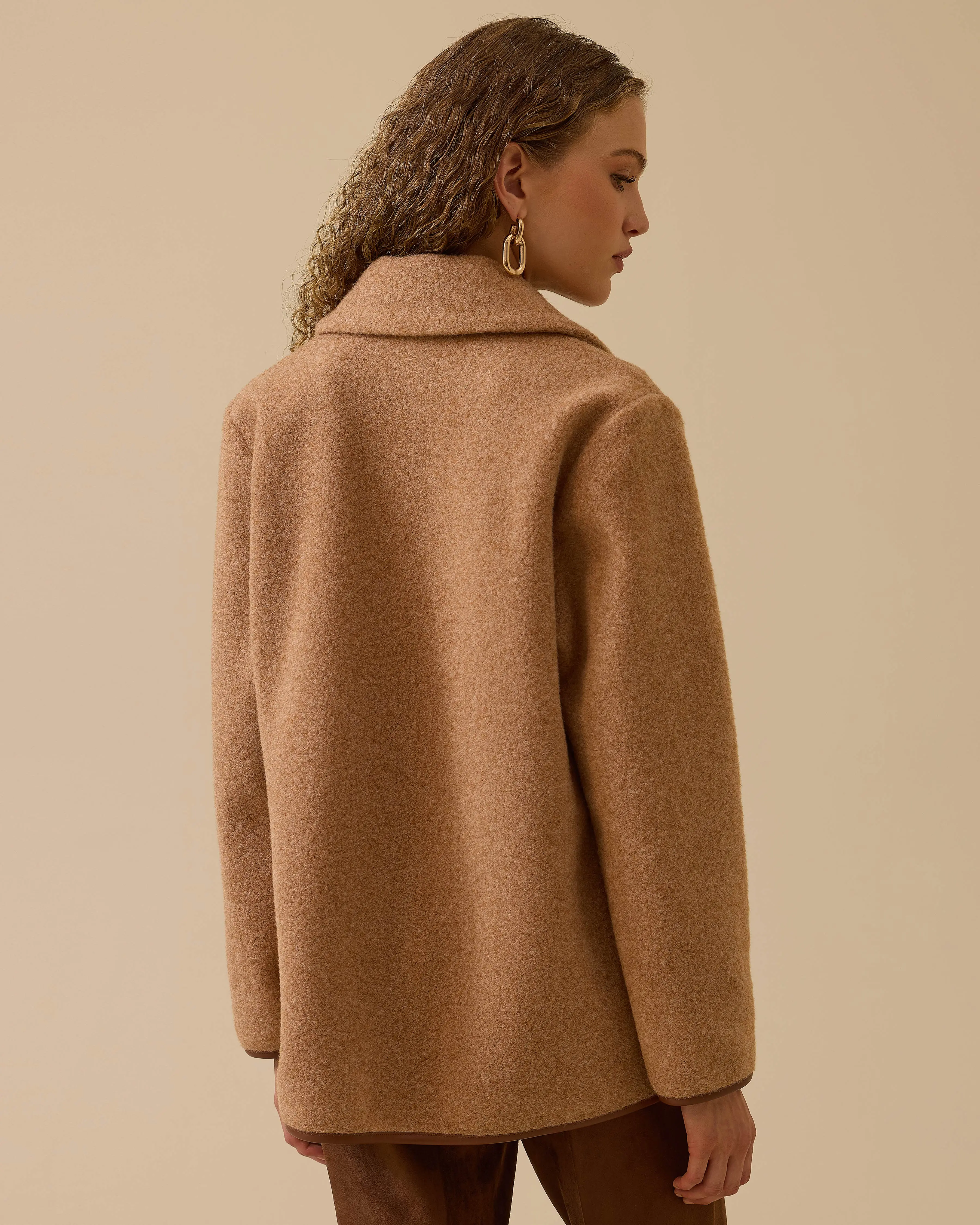 Buttoned Jacket with Piping Detail