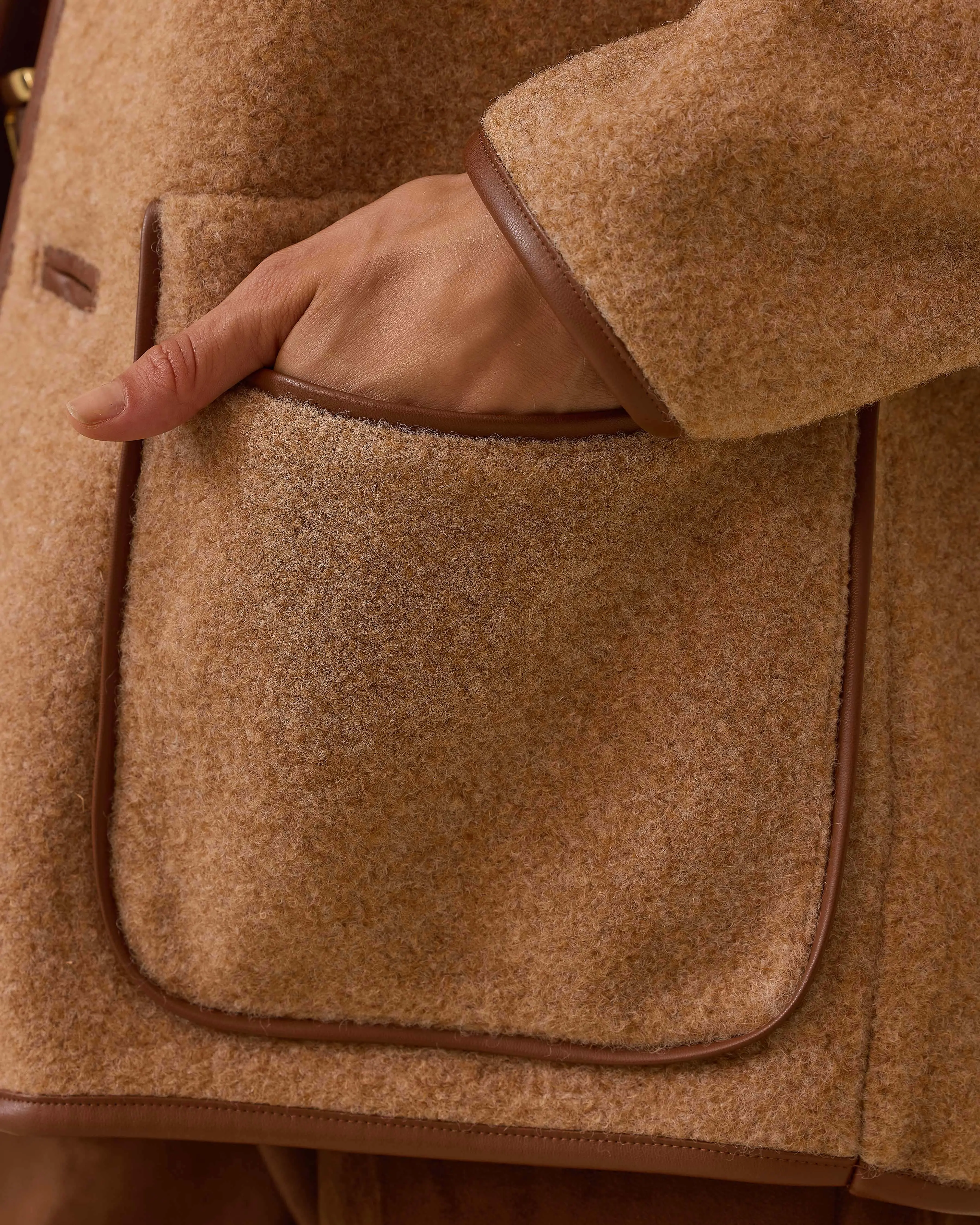 Buttoned Jacket with Piping Detail