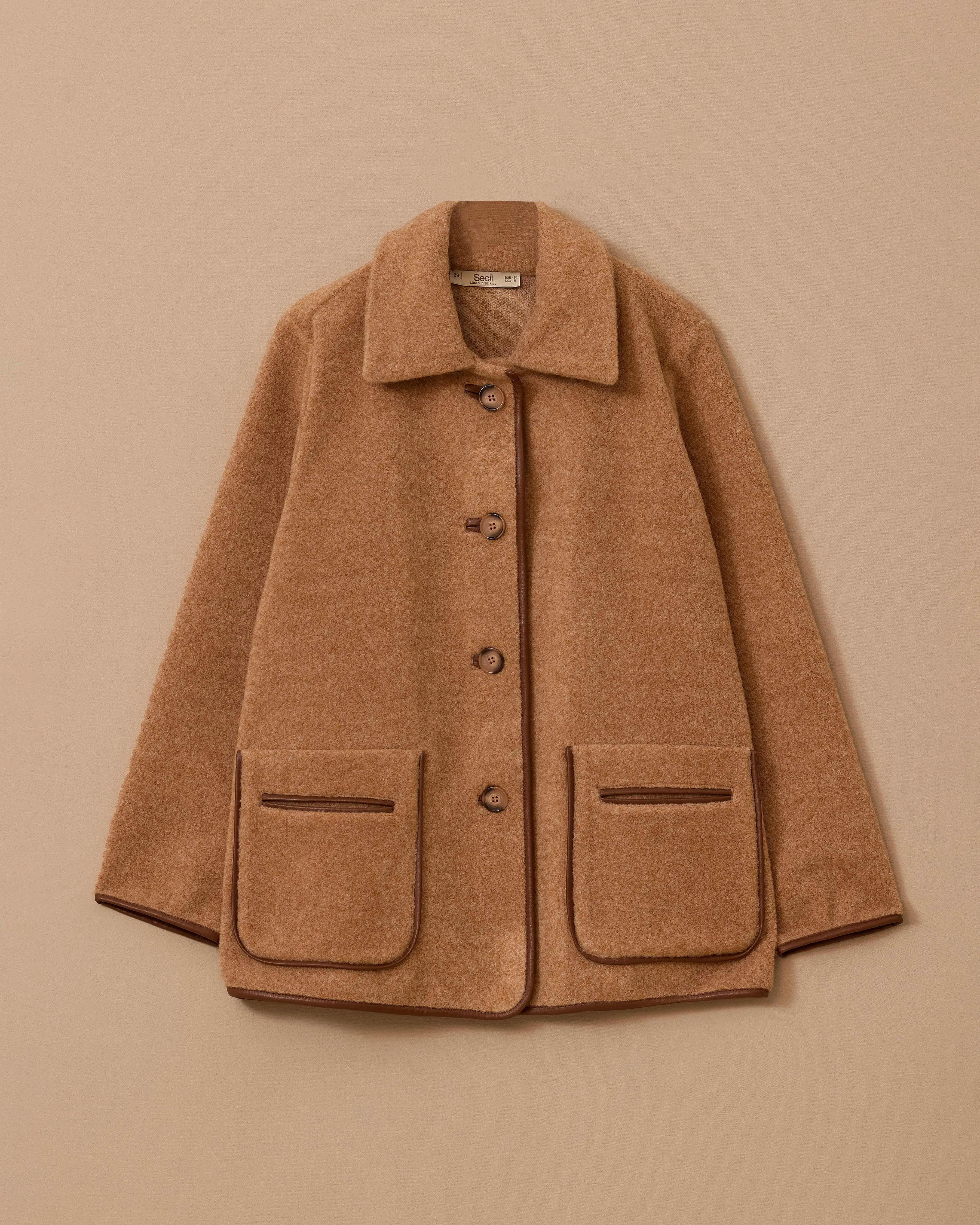 Buttoned Jacket with Piping Detail