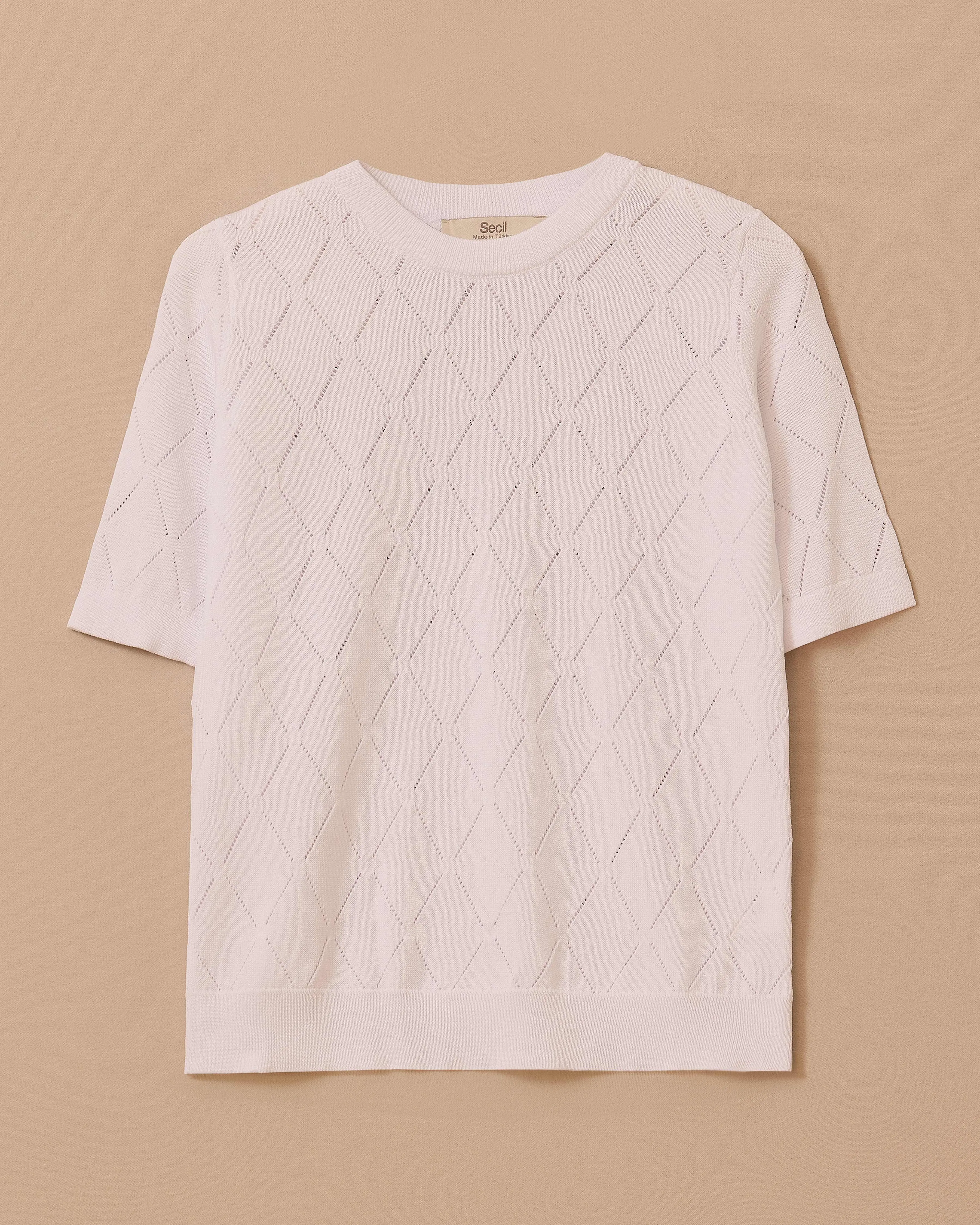 Desenli Kısa Kollu Triko Bluz