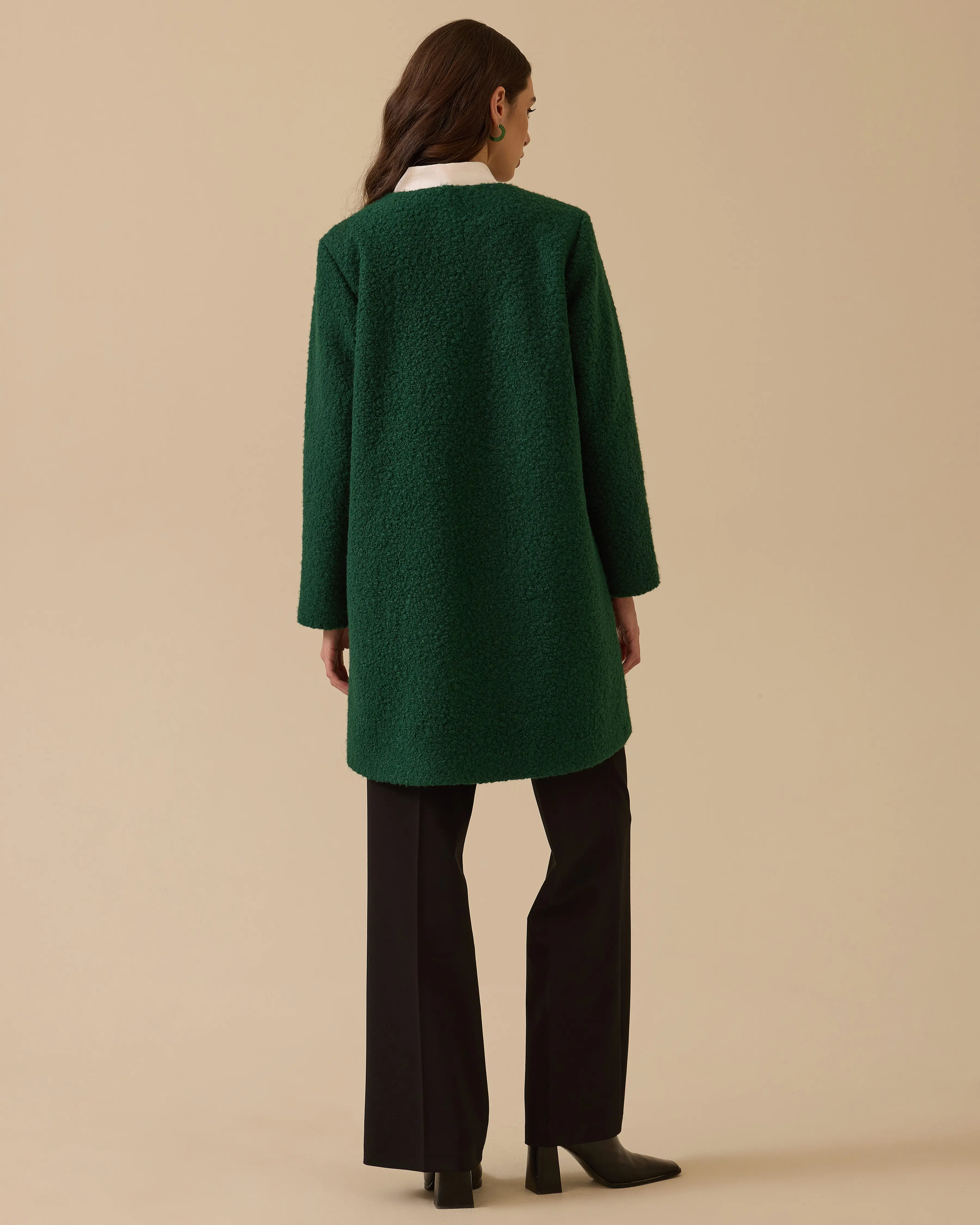 Plush Coat with Pockets and Buttons
