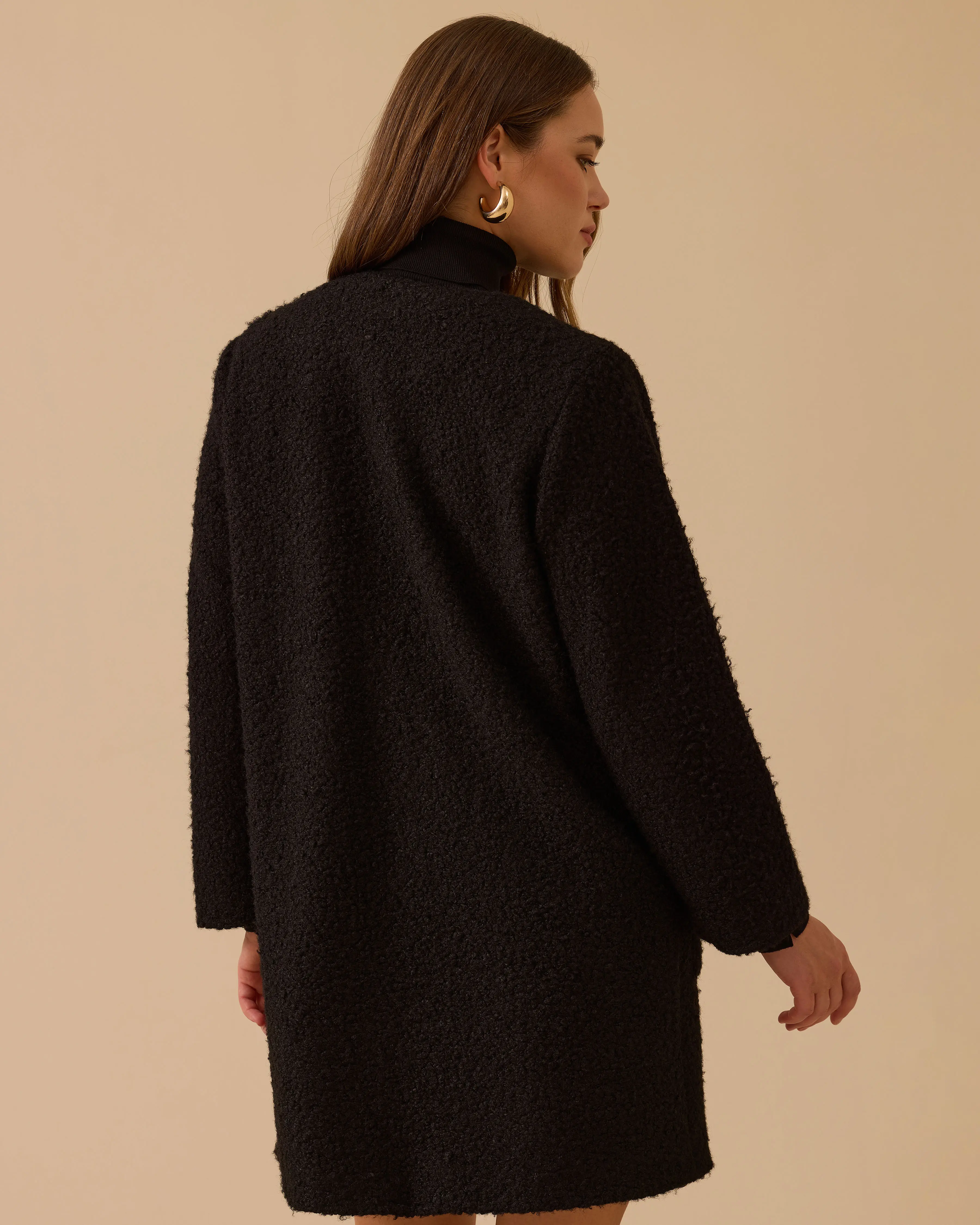 Plush Coat with Pockets and Buttons