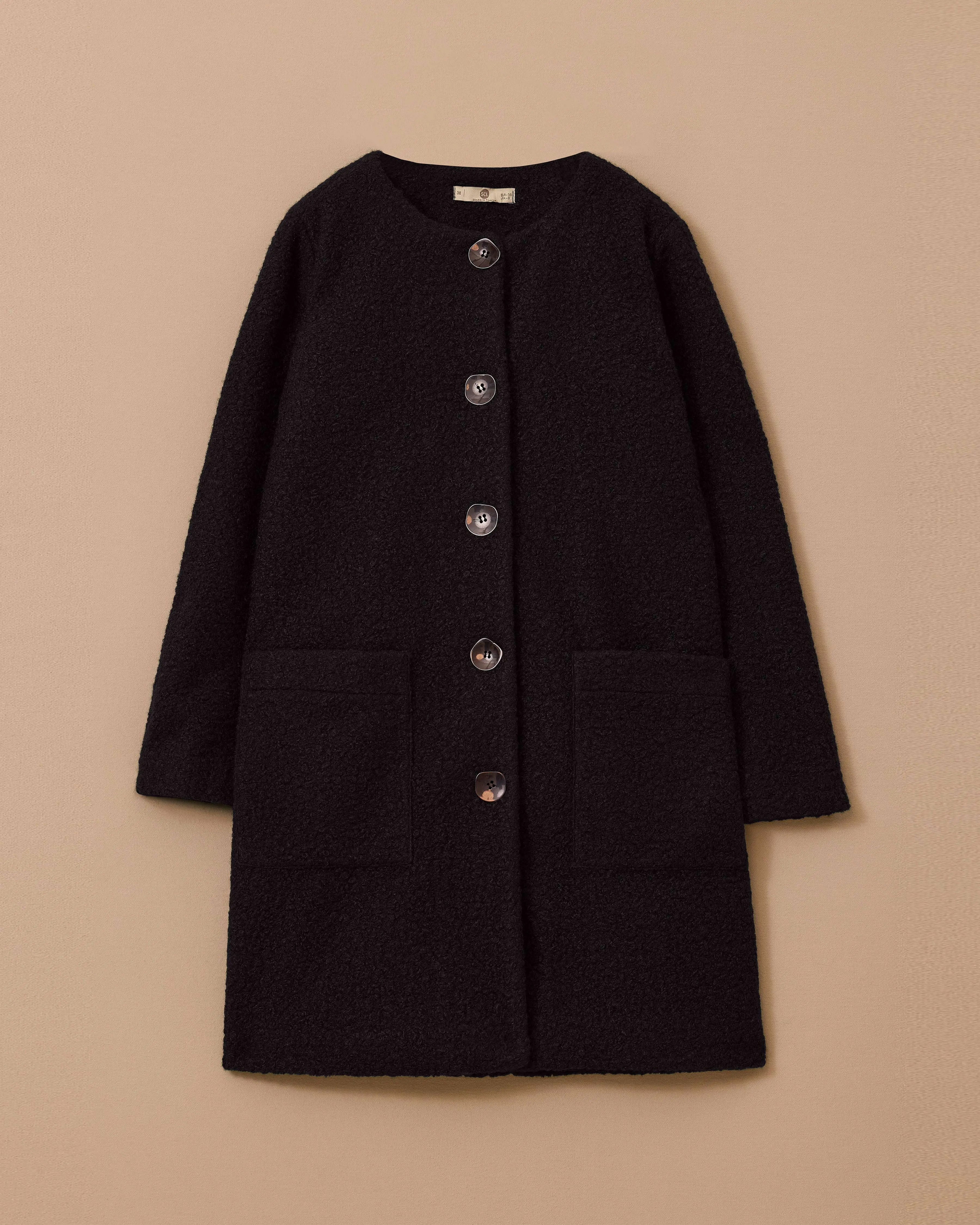 Plush Coat with Pockets and Buttons