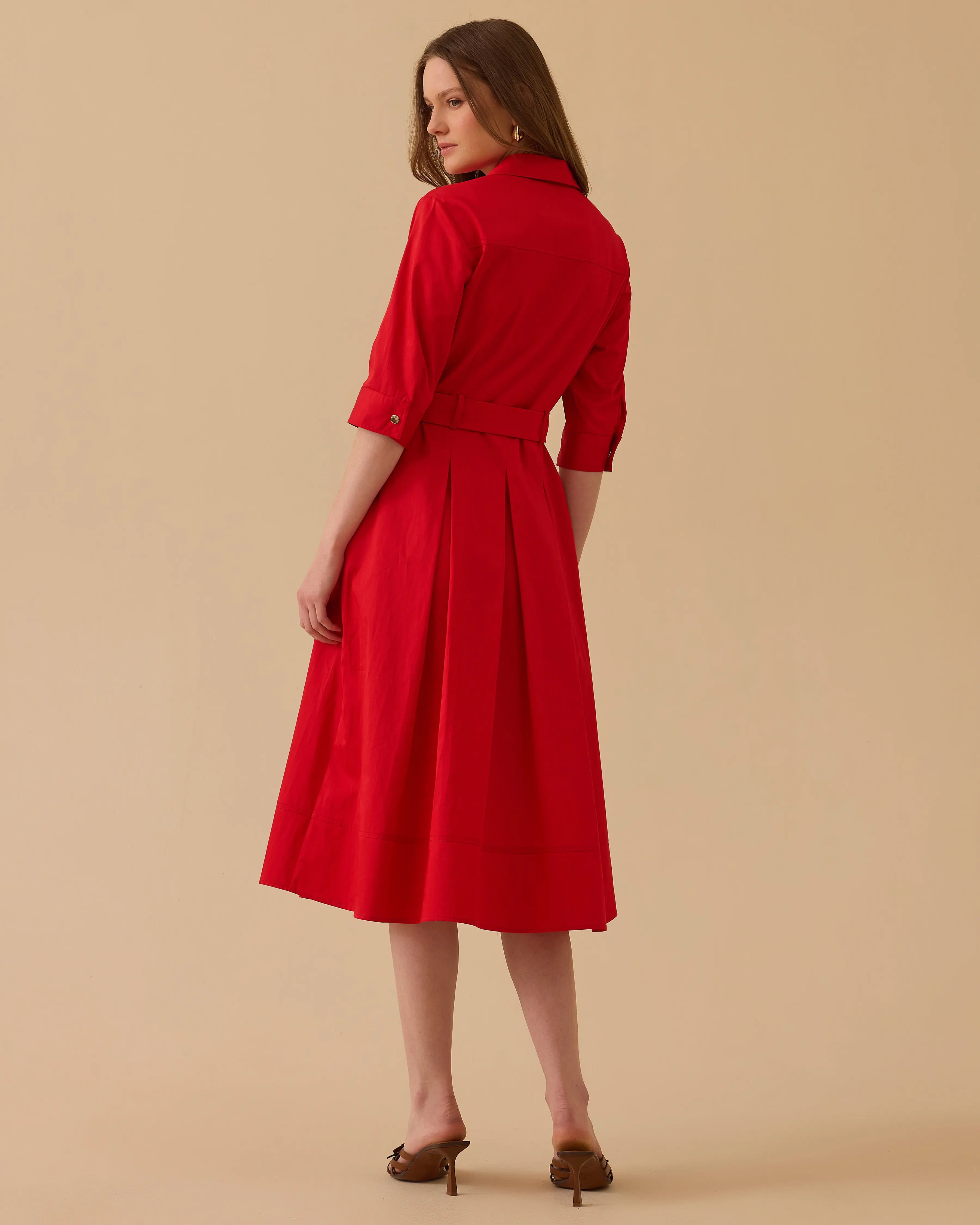 Belted Pleated Detailed Dress