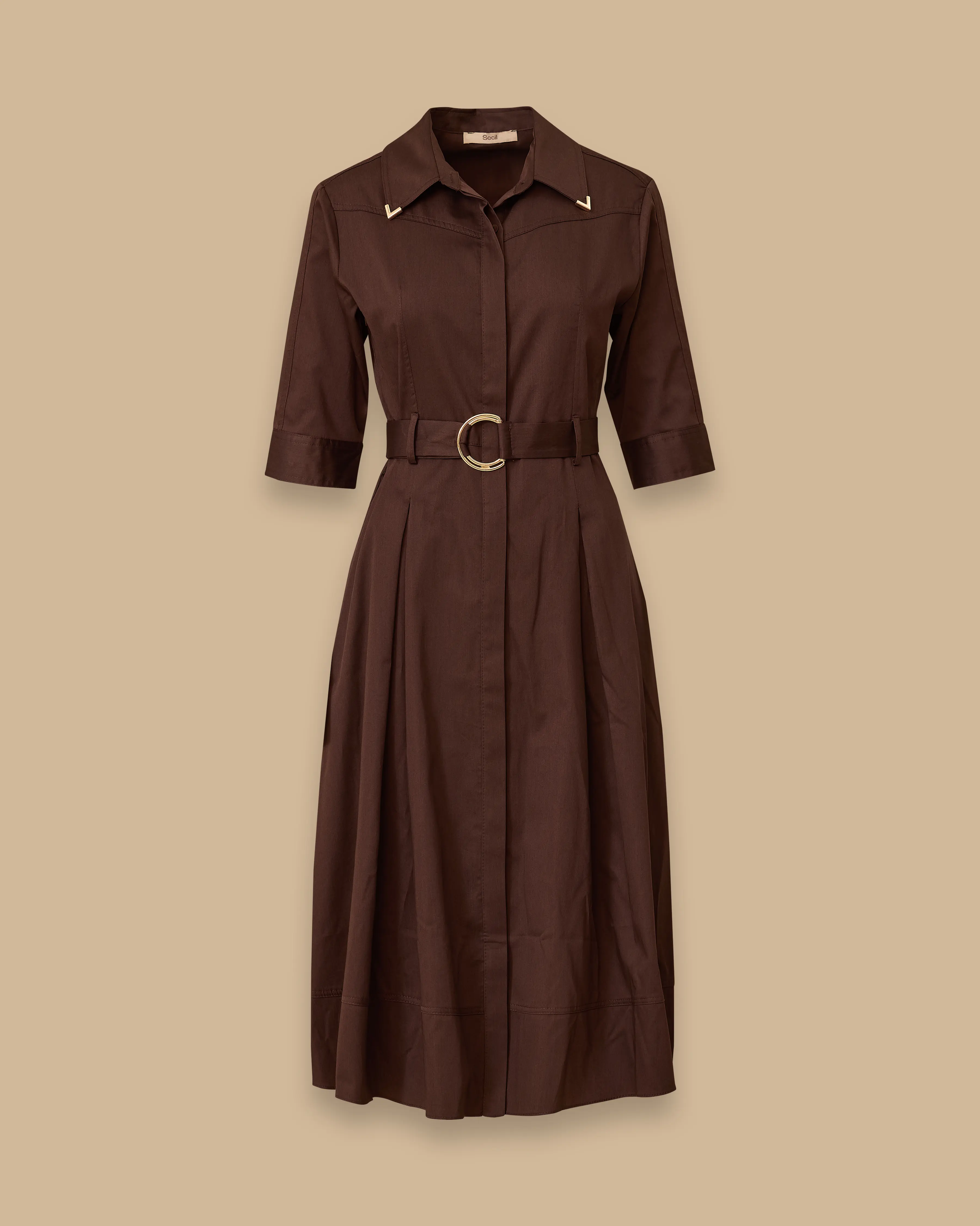 Belted Pleated Detailed Dress