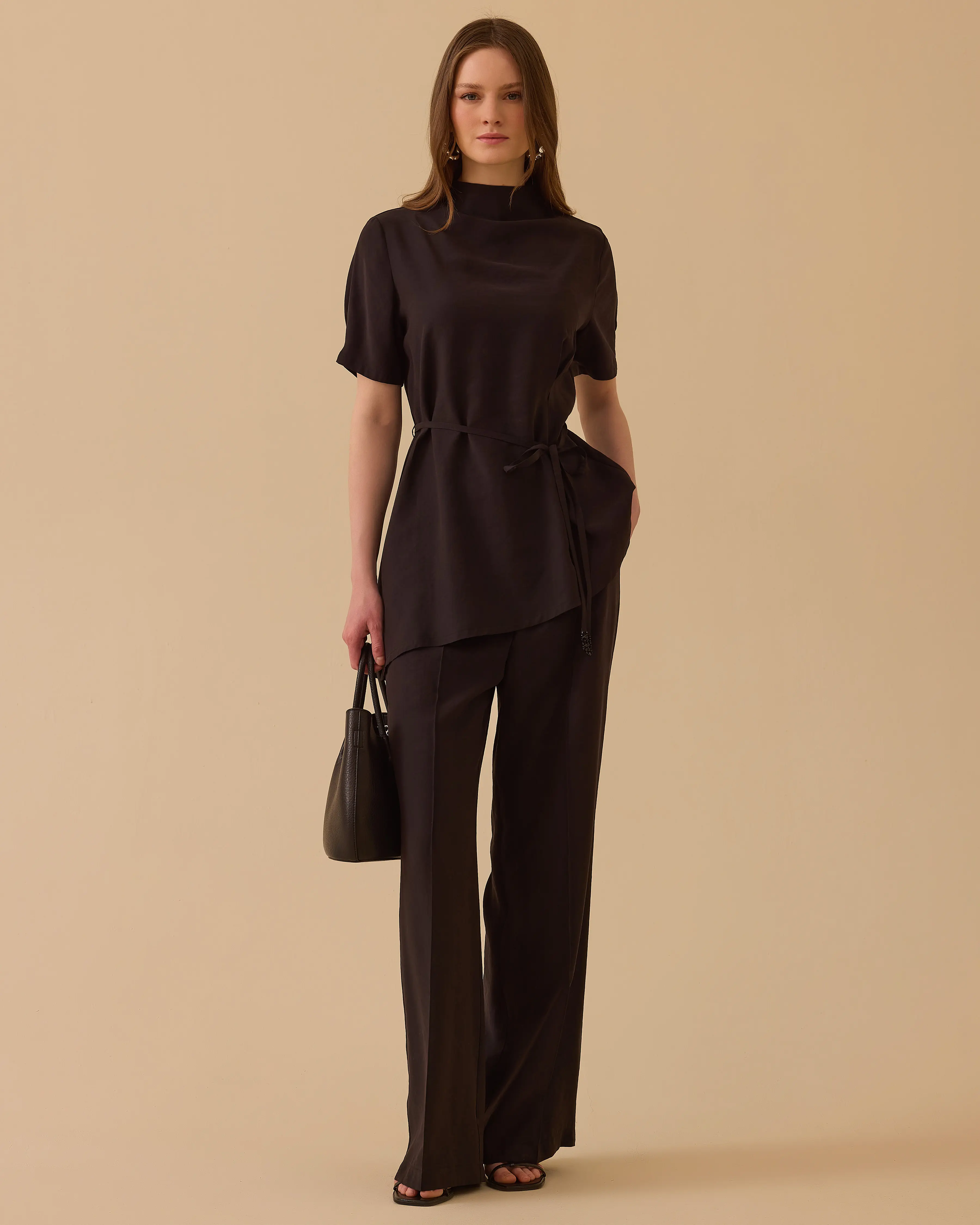 Belted Asymmetric Blouse