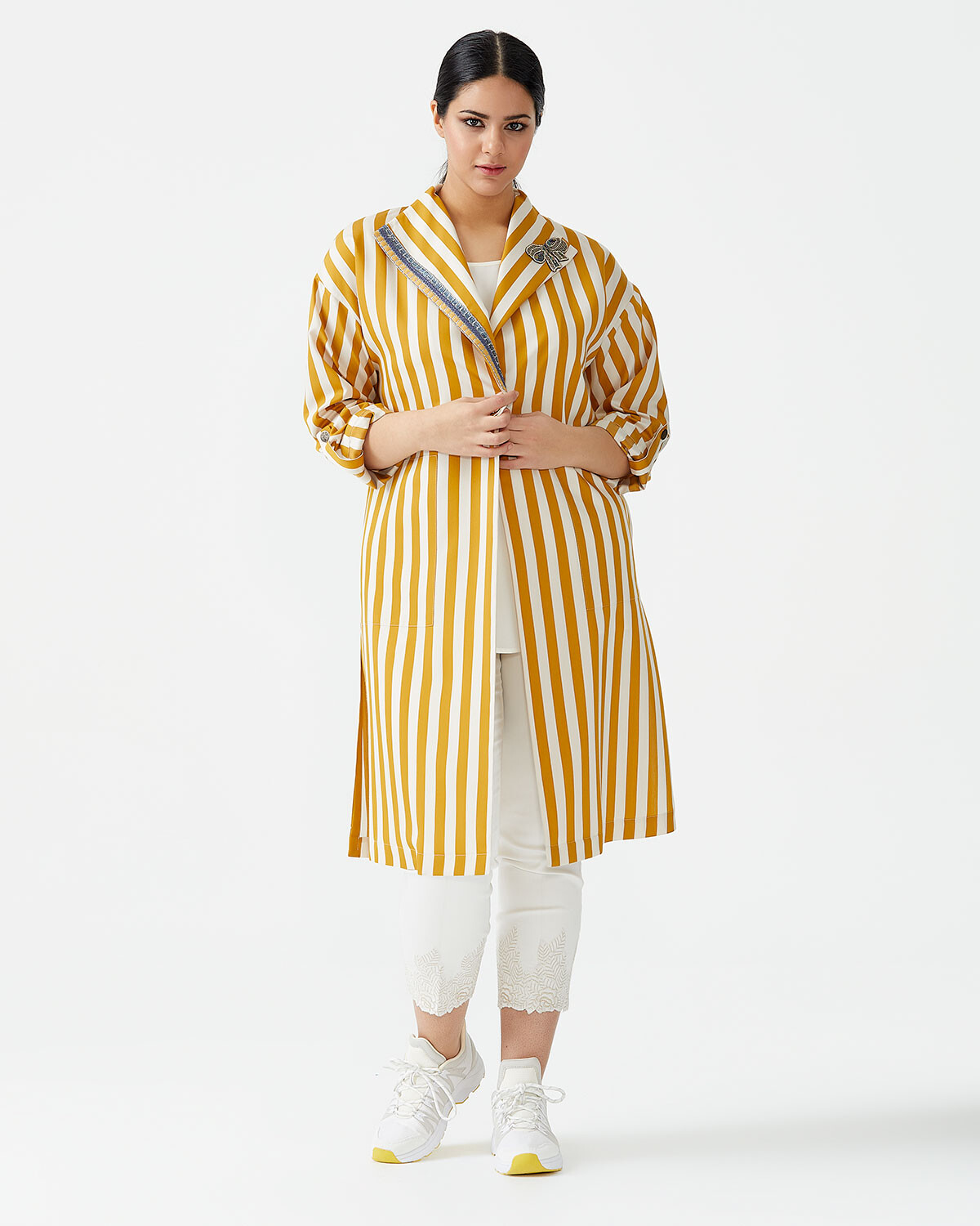 plus size striped jacket