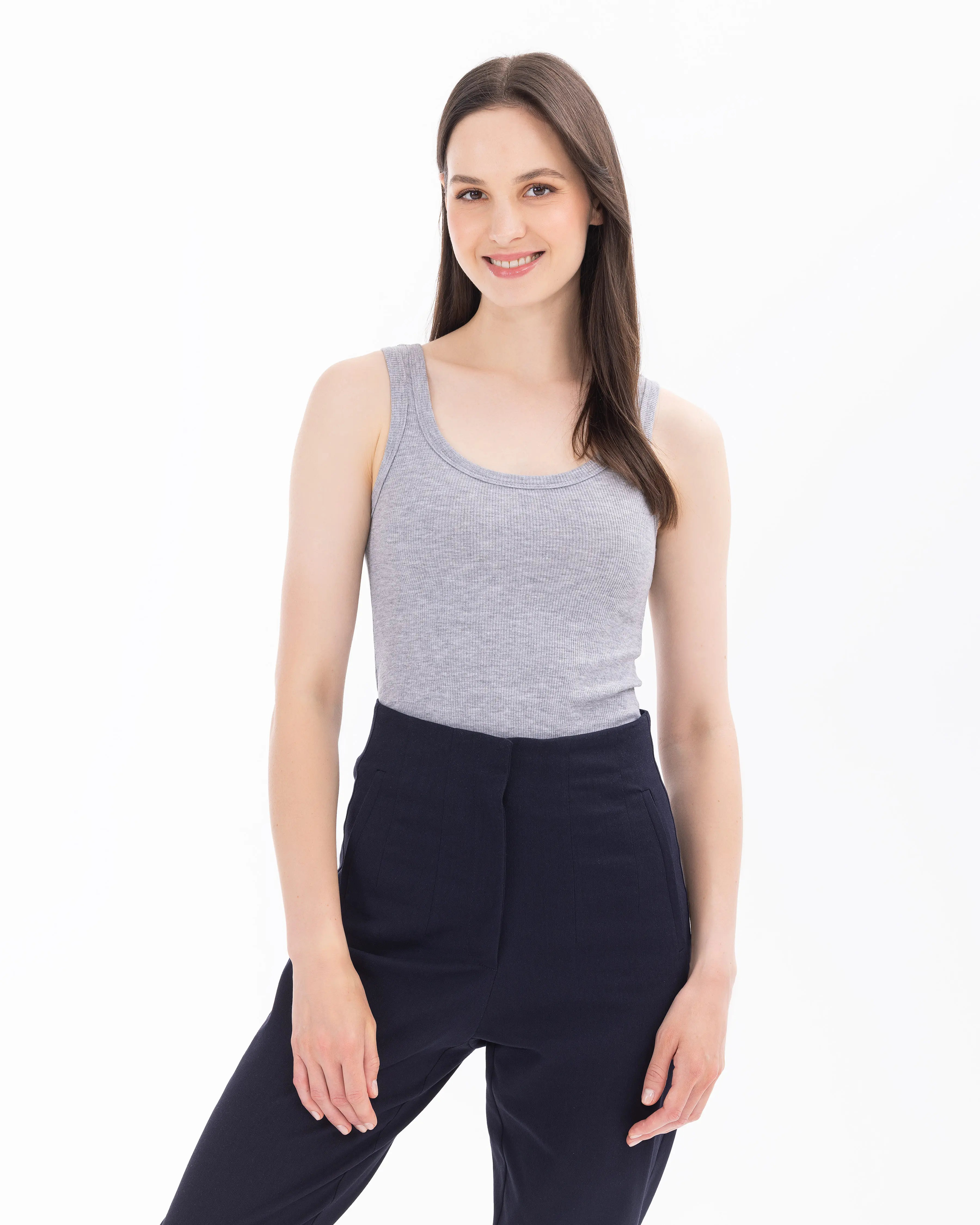 Round Neck Waist Length Tank Top