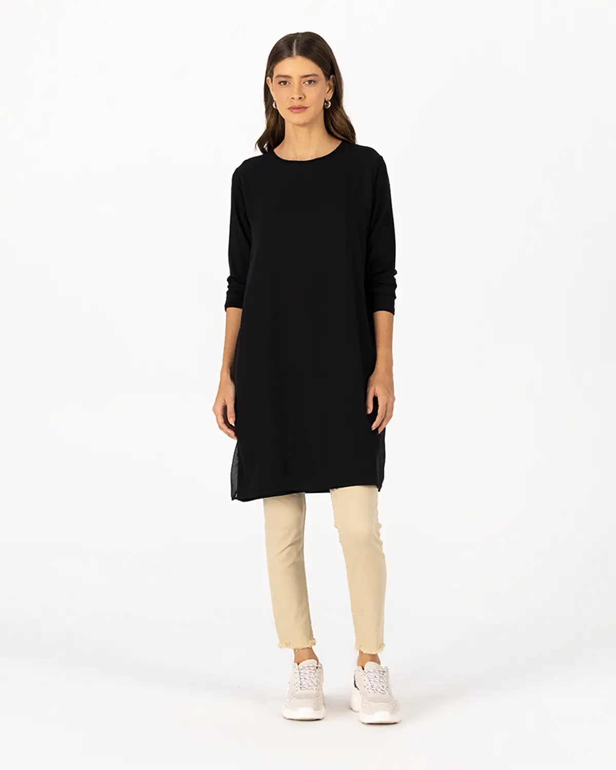Önü Şifon Basic Tunik