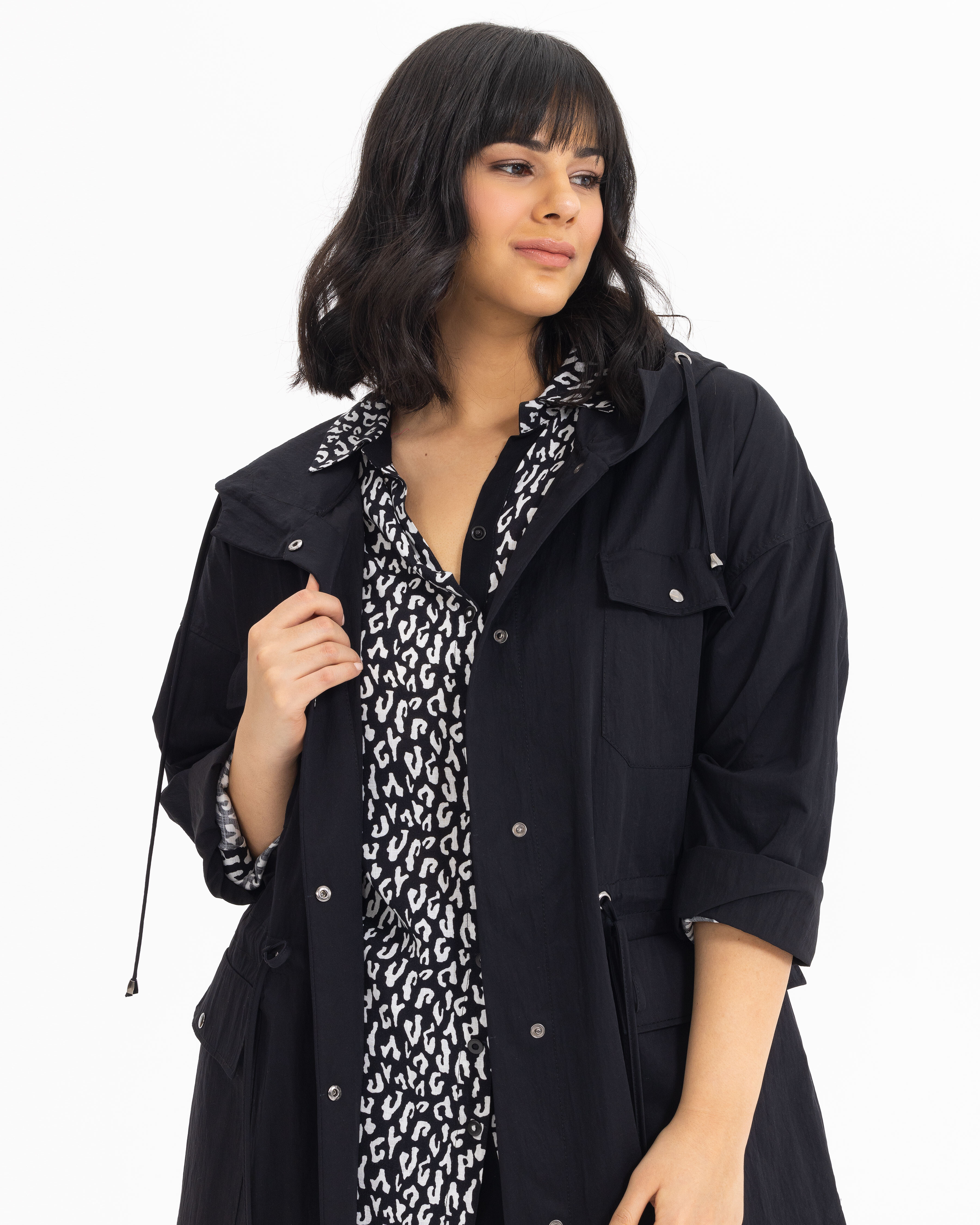 Plus size hooded trench coat sale