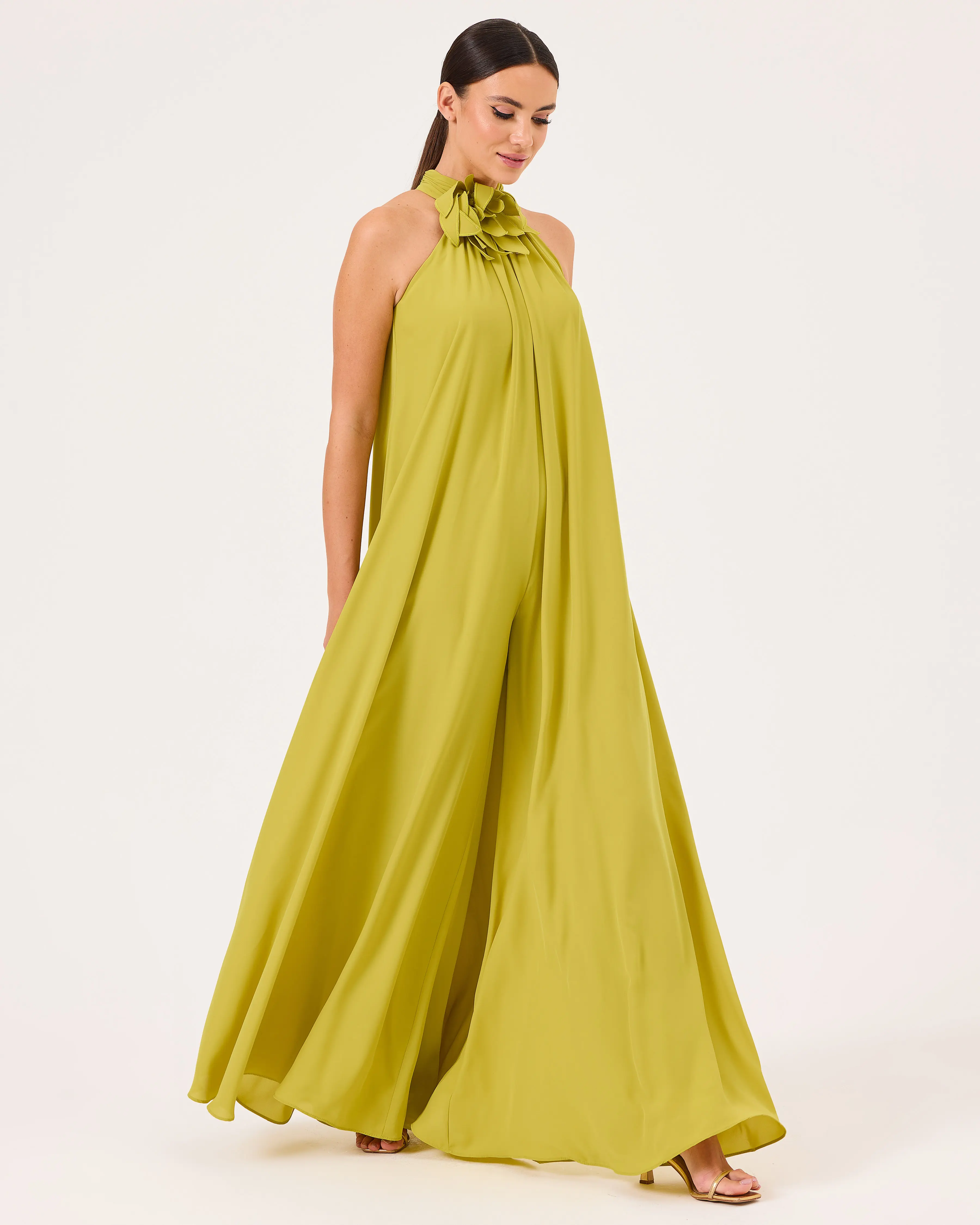 Halter Neck Shrug Cut Evening Dress Jumpsuit
