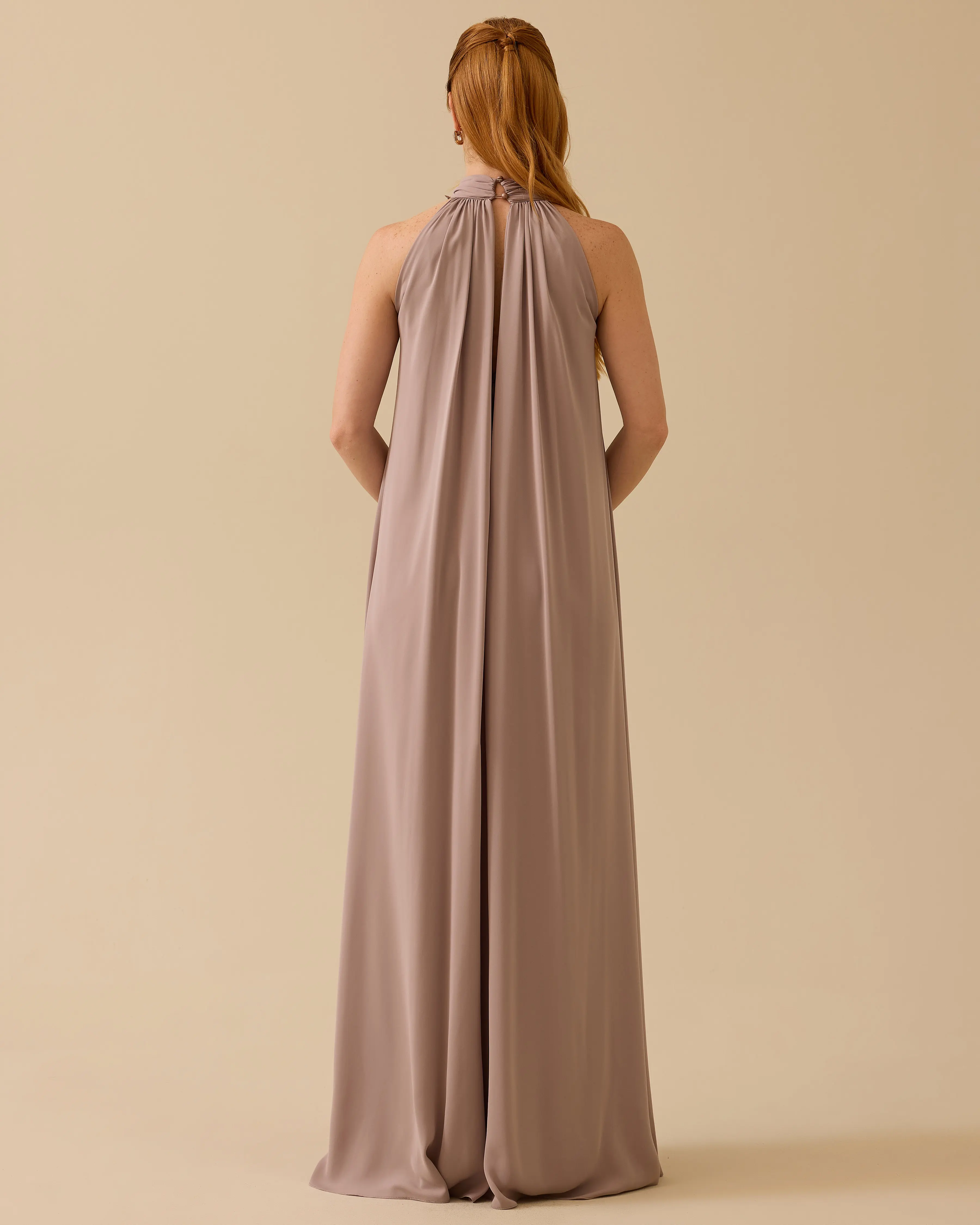 Halter Neck Shrug Cut Evening Dress Jumpsuit