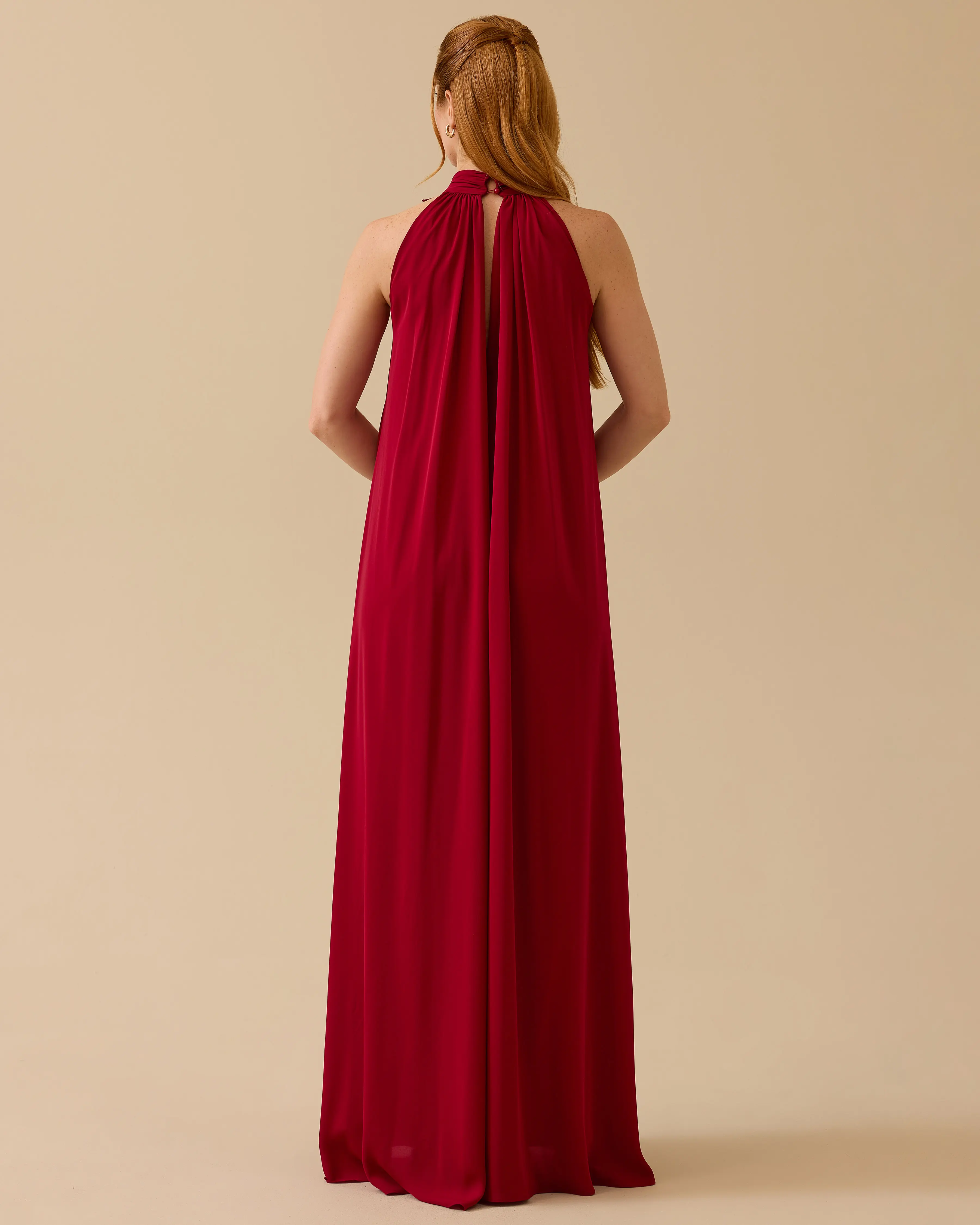 Halter Neck Shrug Cut Evening Dress Jumpsuit