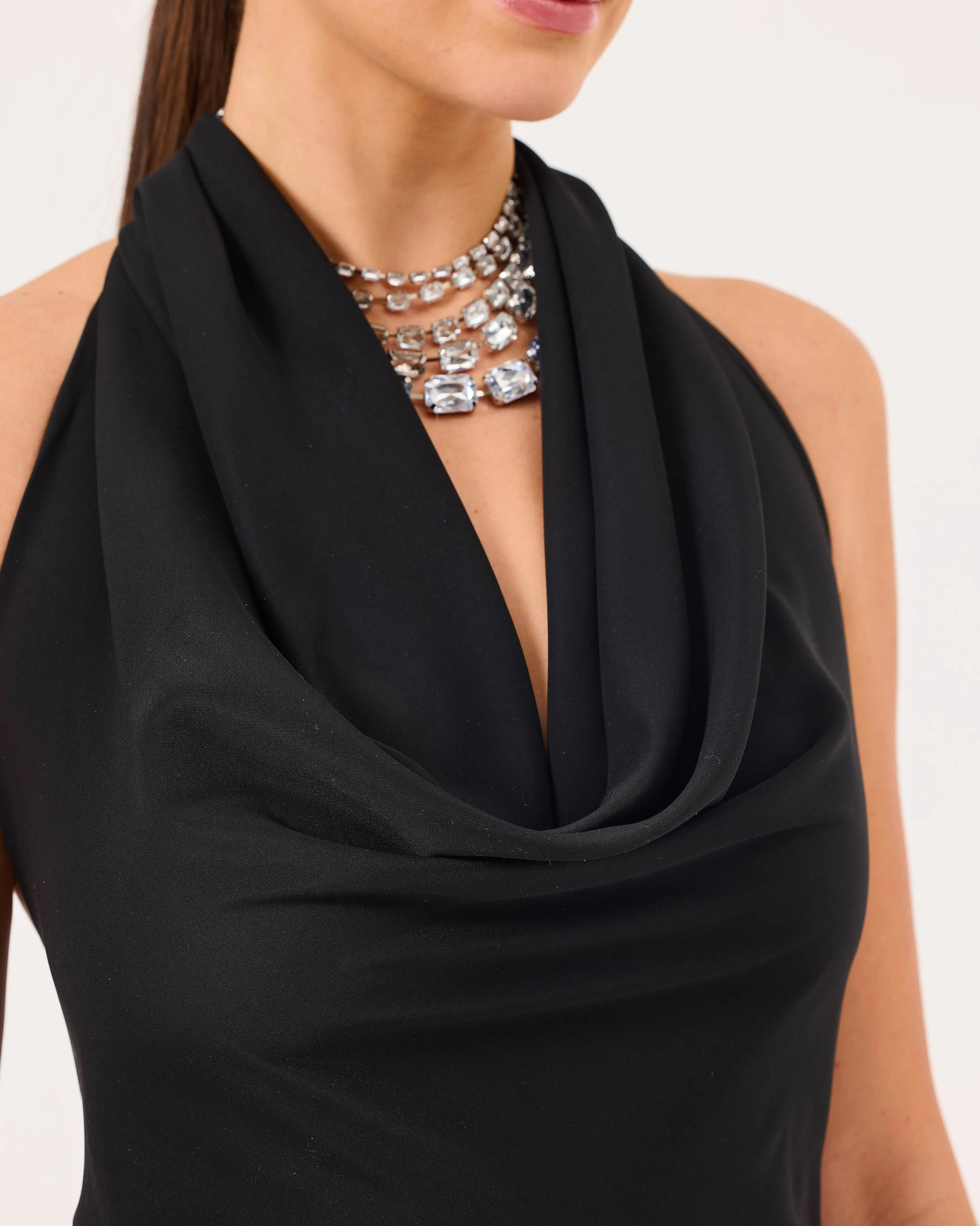 Degaje Collar Back Decollete Evening Dress