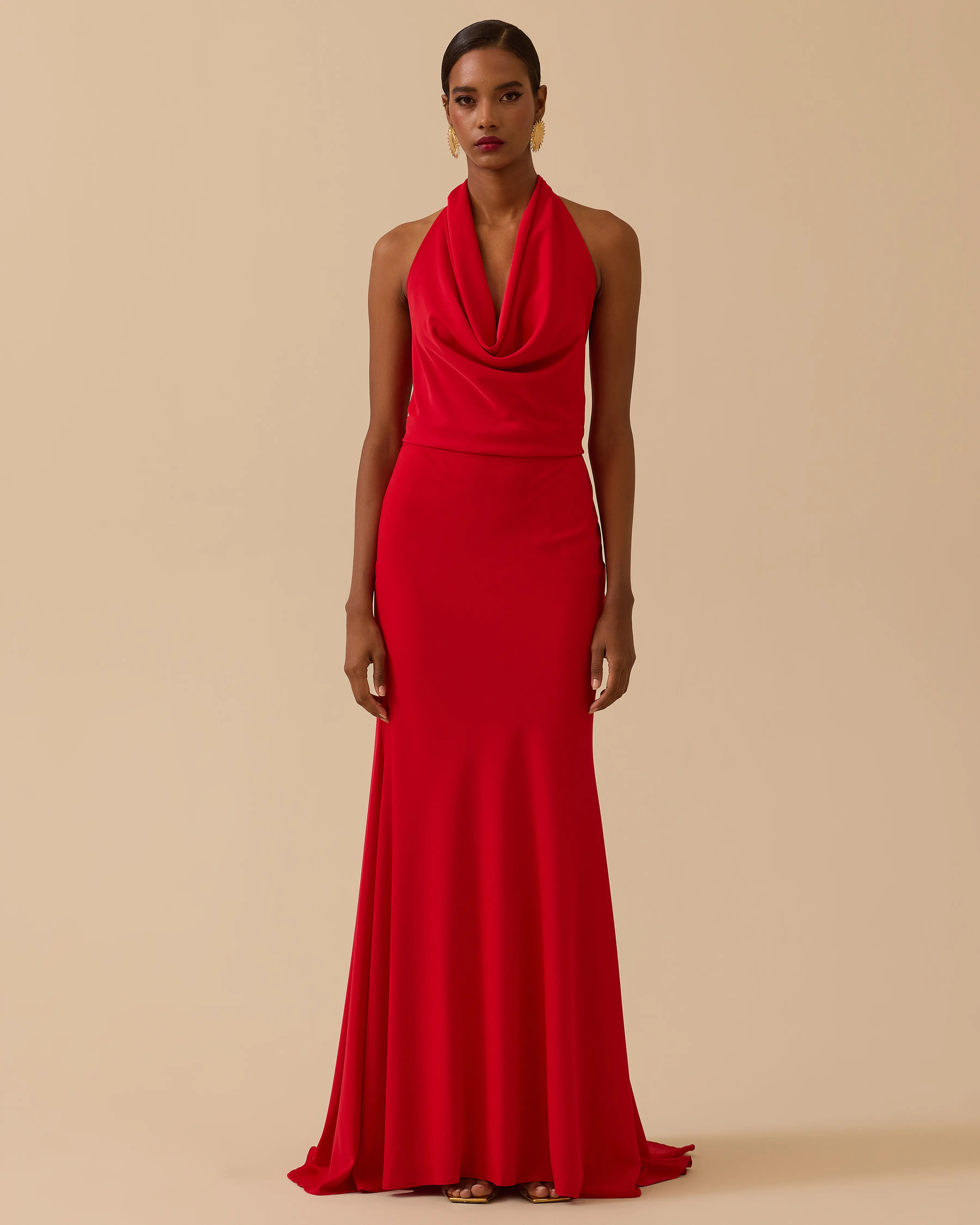 Degaje Collar Back Decollete Evening Dress