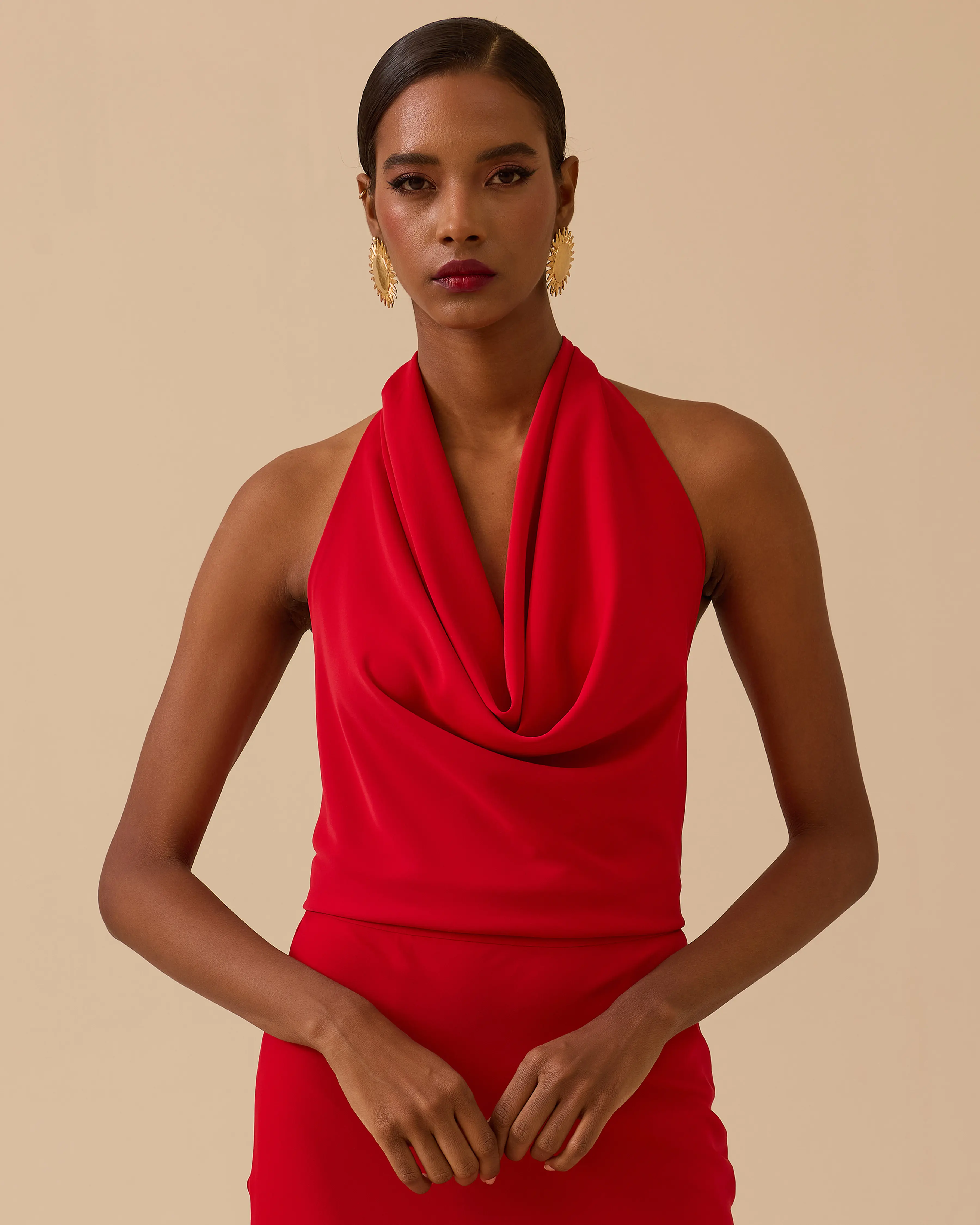 Degaje Collar Back Decollete Evening Dress