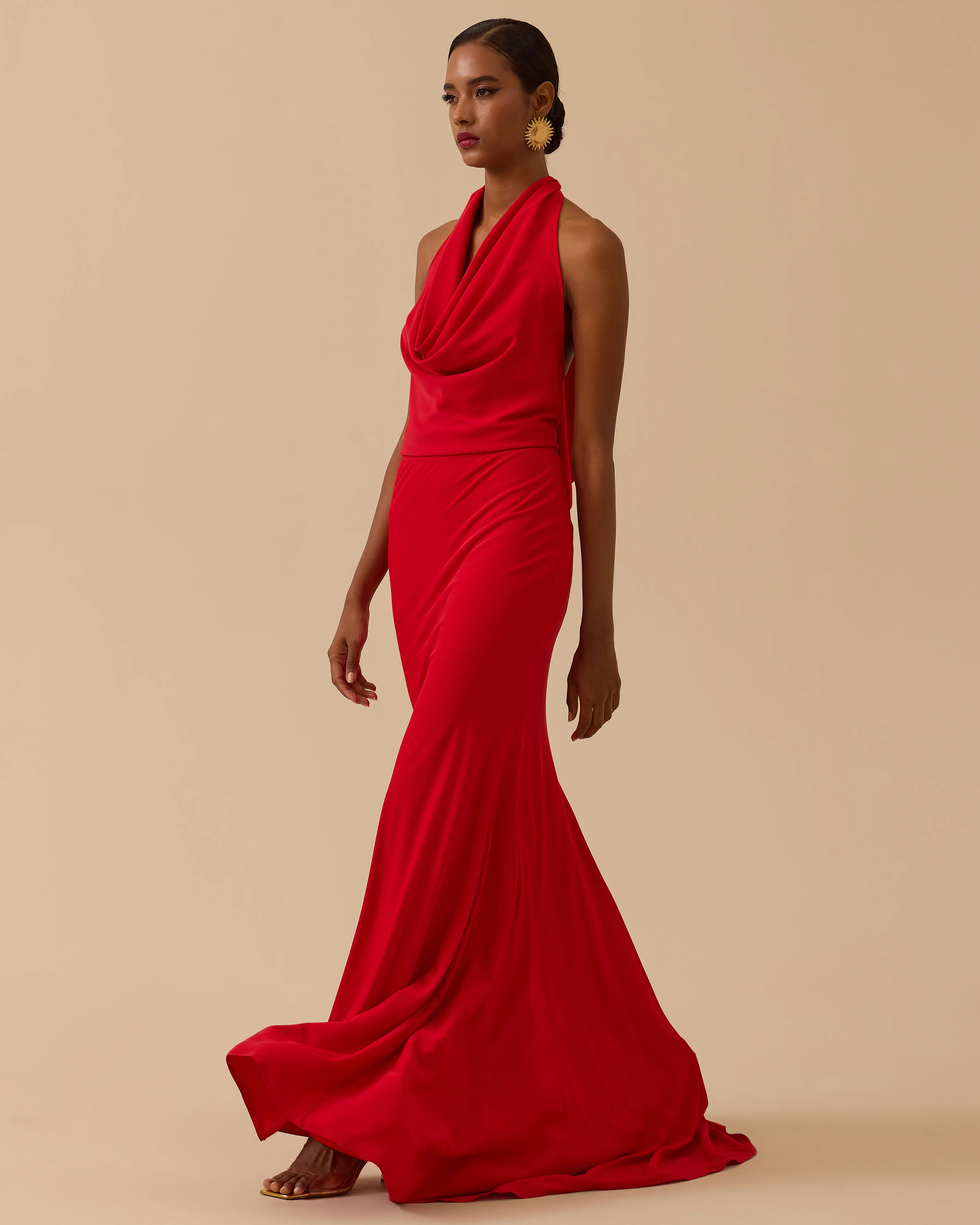 Degaje Collar Back Decollete Evening Dress