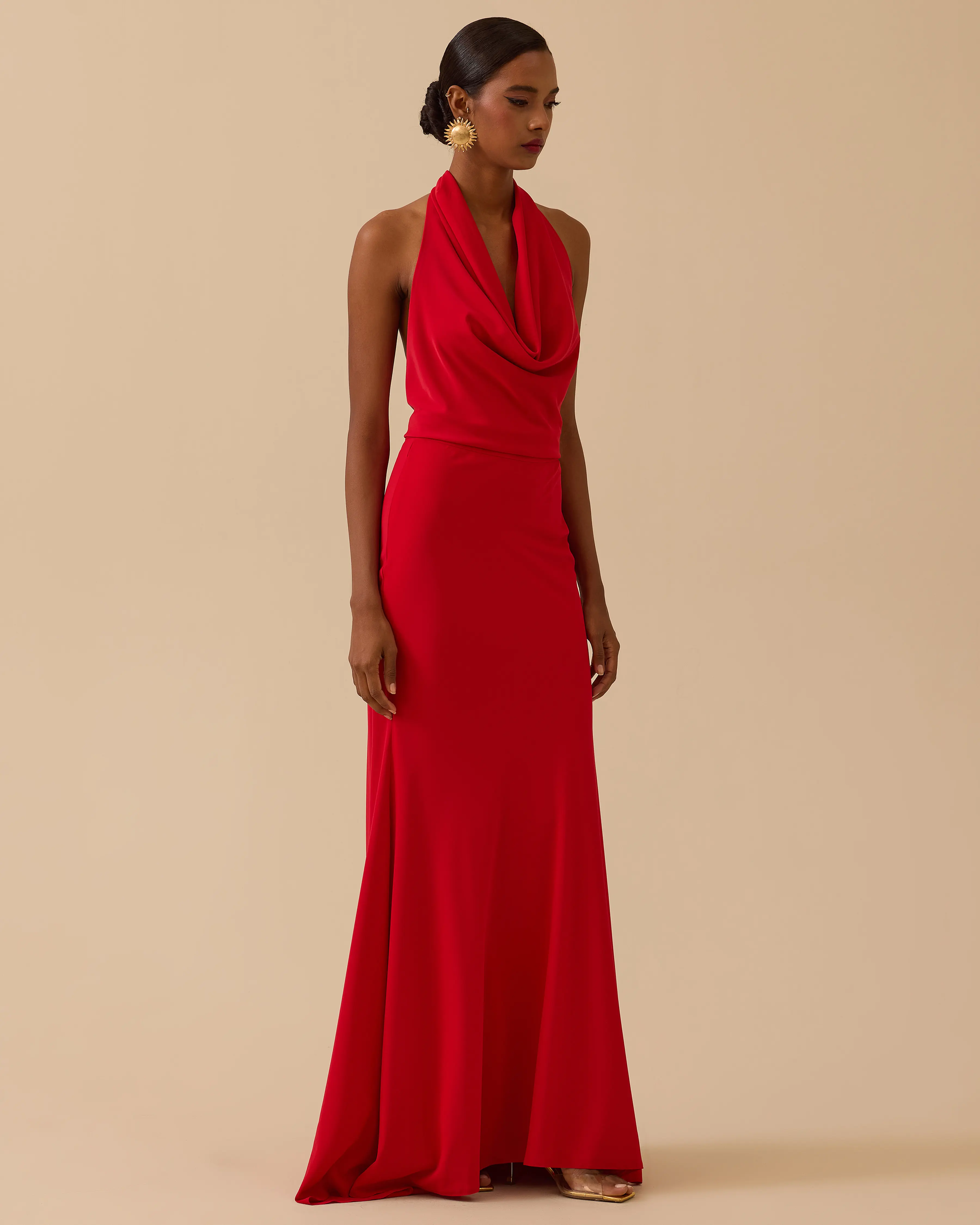 Degaje Collar Back Decollete Evening Dress