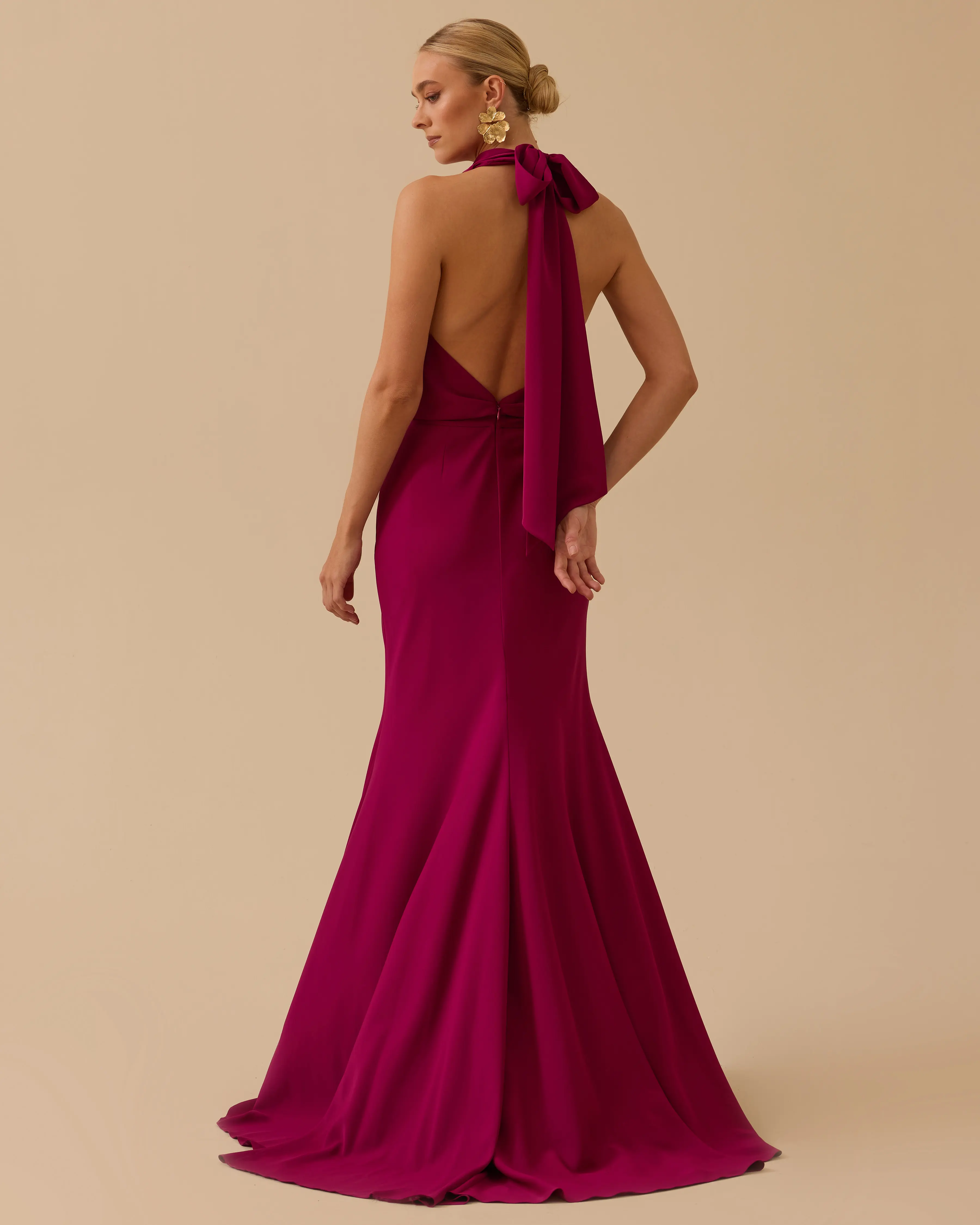 Degaje Collar Back Decollete Evening Dress