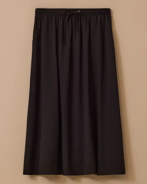 Elastic Waist Midi Skirt
